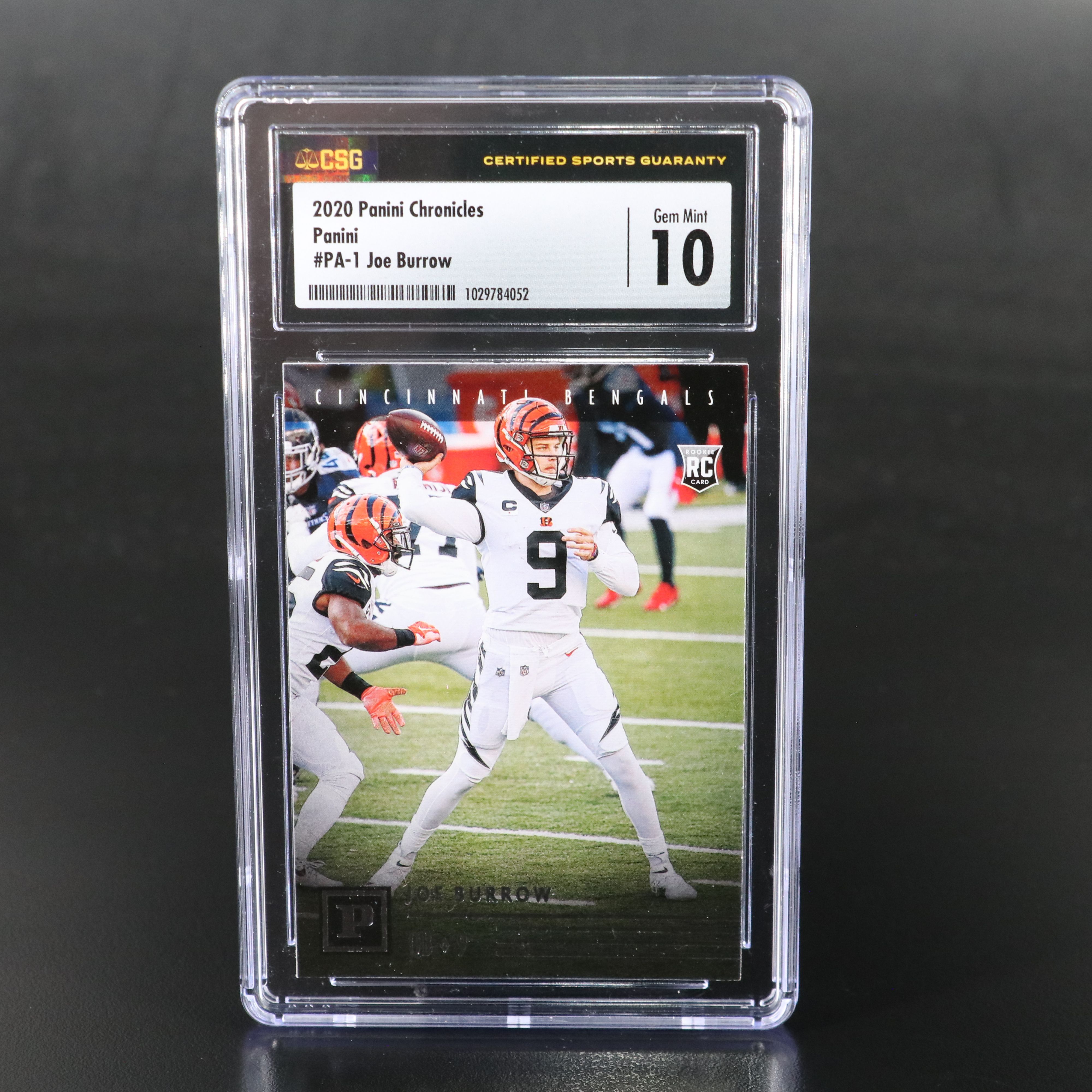 2020 Panini Chronicles Joe Burrow Rookie Football Card Graded CSG 10