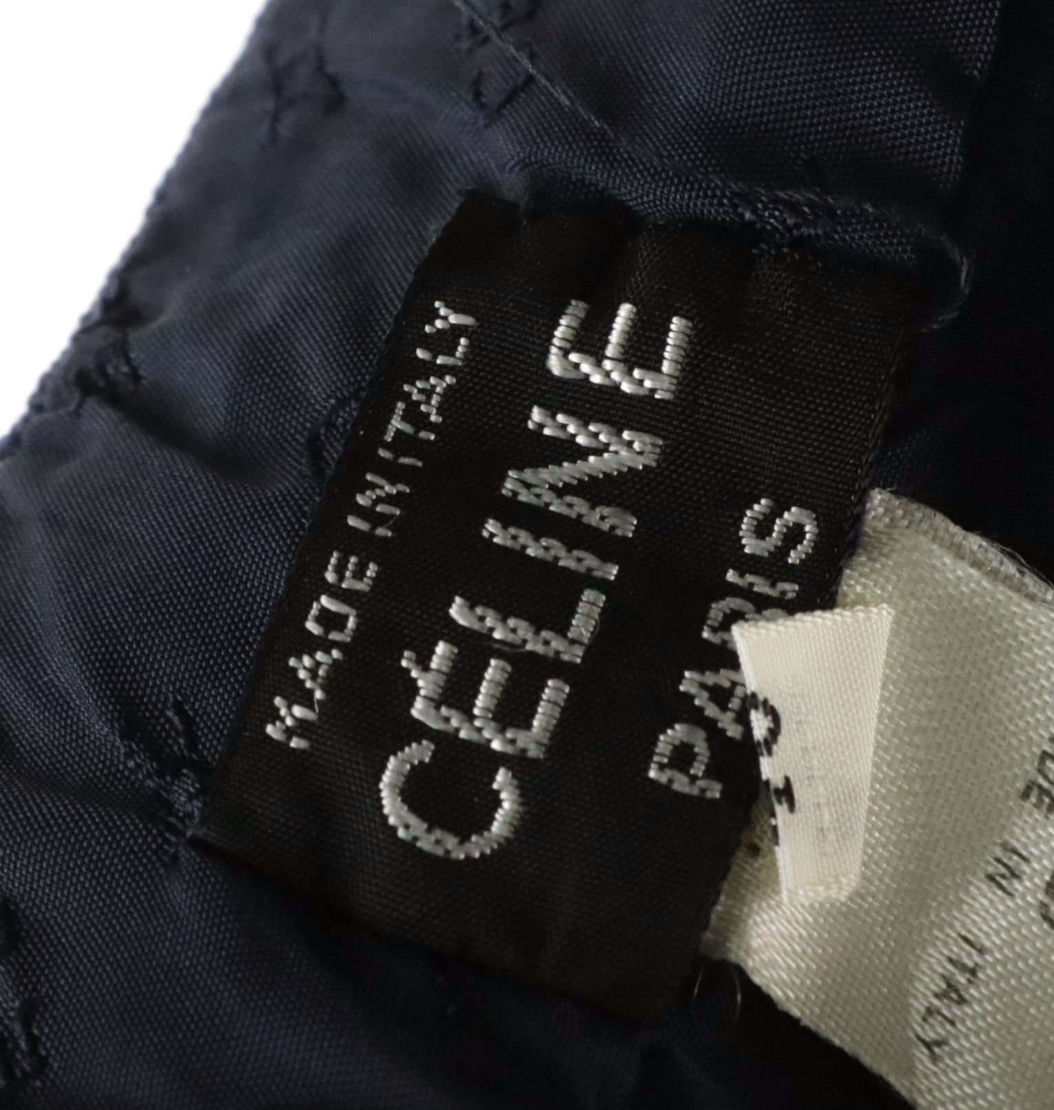 Céline Navy Blue Wool Panel Pleated Skirt with Horse Bit/Leather Detail on Waist