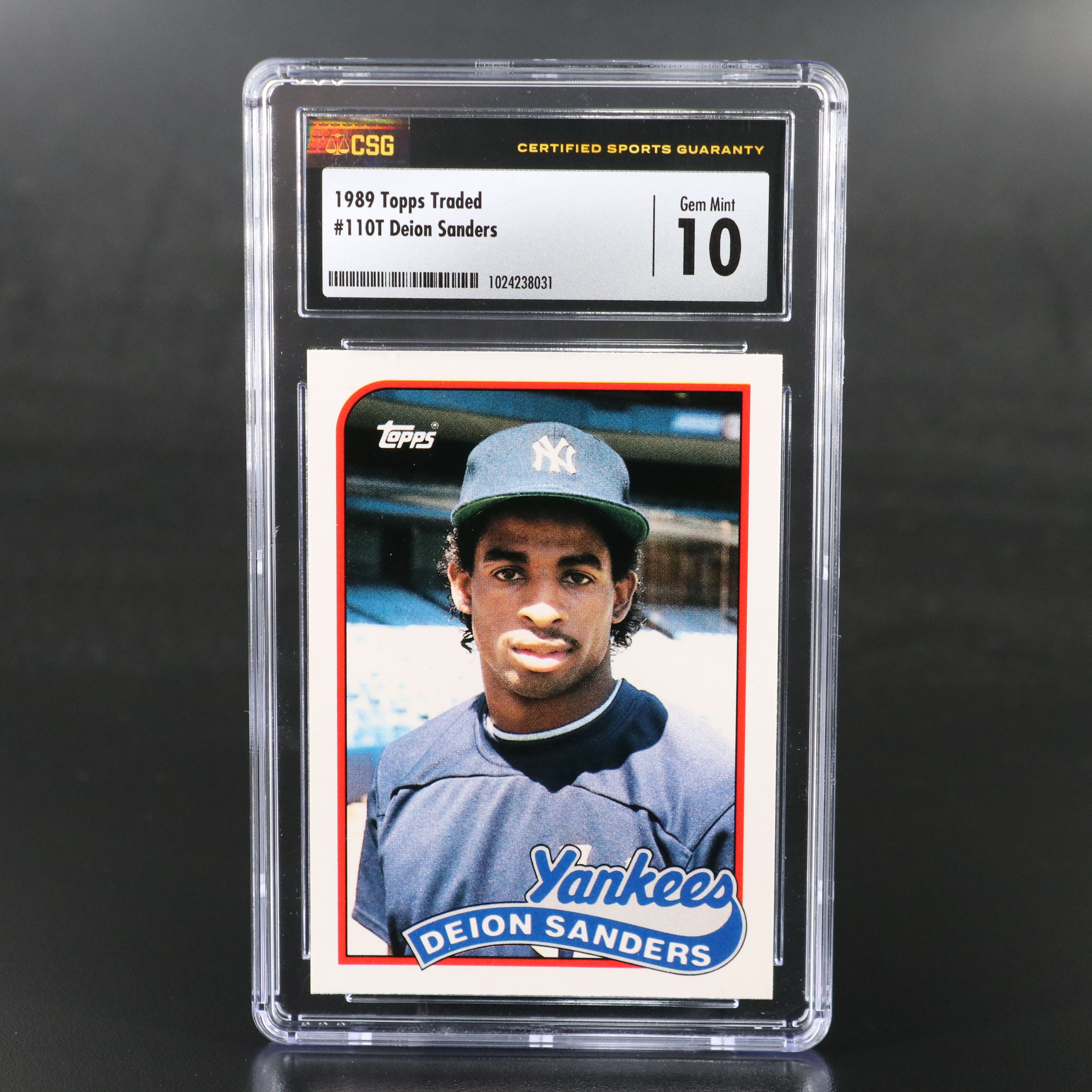 1989 Topps Traded Deion Sanders New York Yankees Rookie Card Graded CSG 10