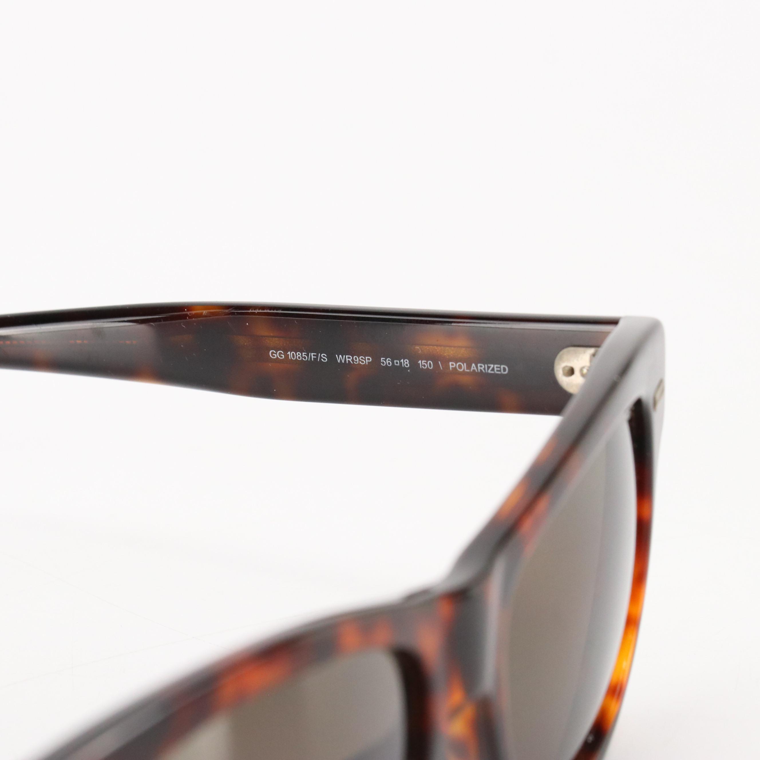 Gucci GG1085/F/S WR9SP Polarized Havana Square Sunglasses in Case