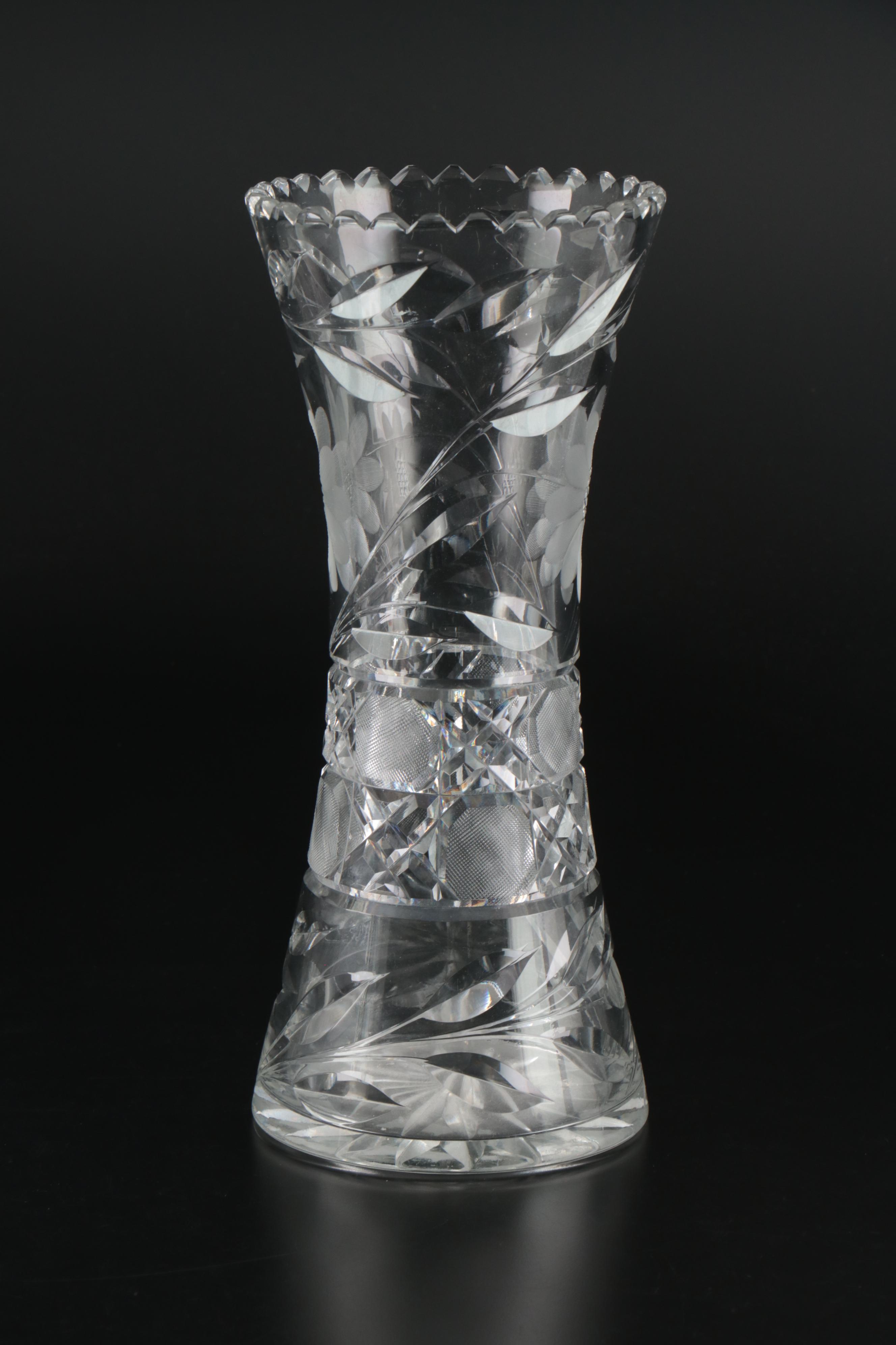 American Brilliant Style Cut Glass Vases, 20th Century