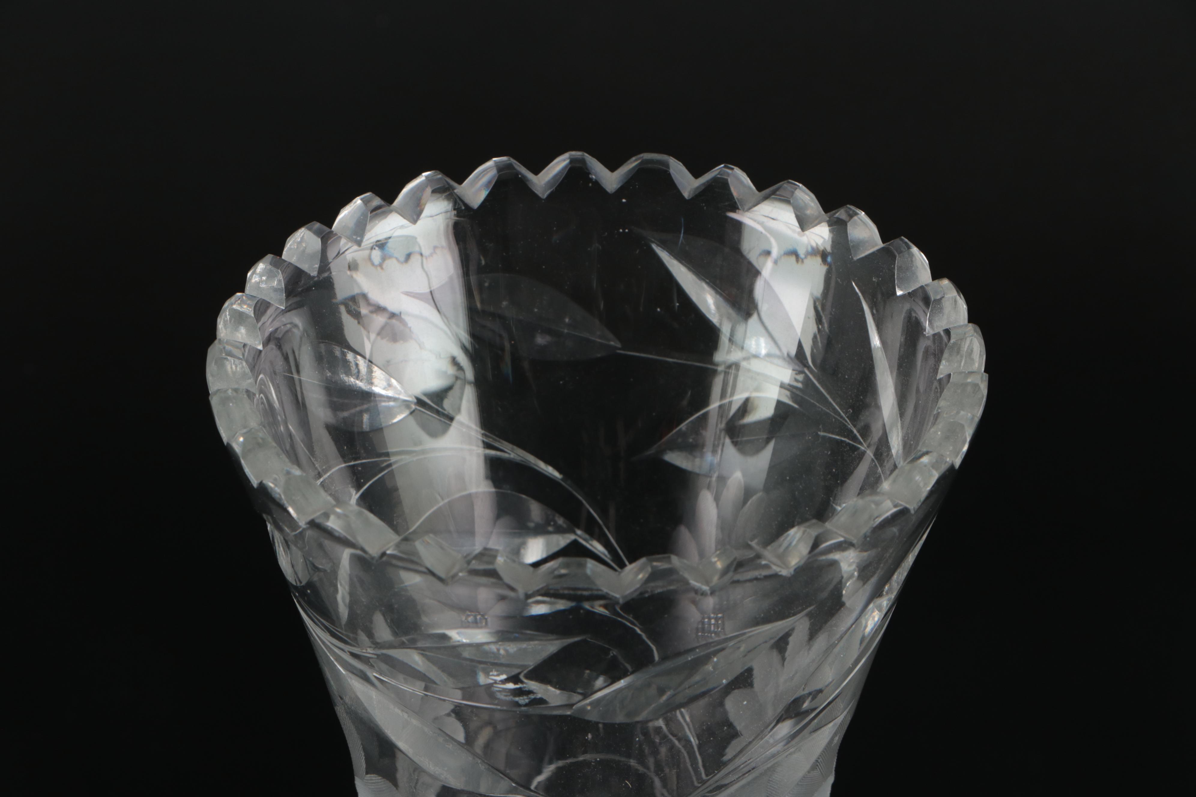 American Brilliant Style Cut Glass Vases, 20th Century