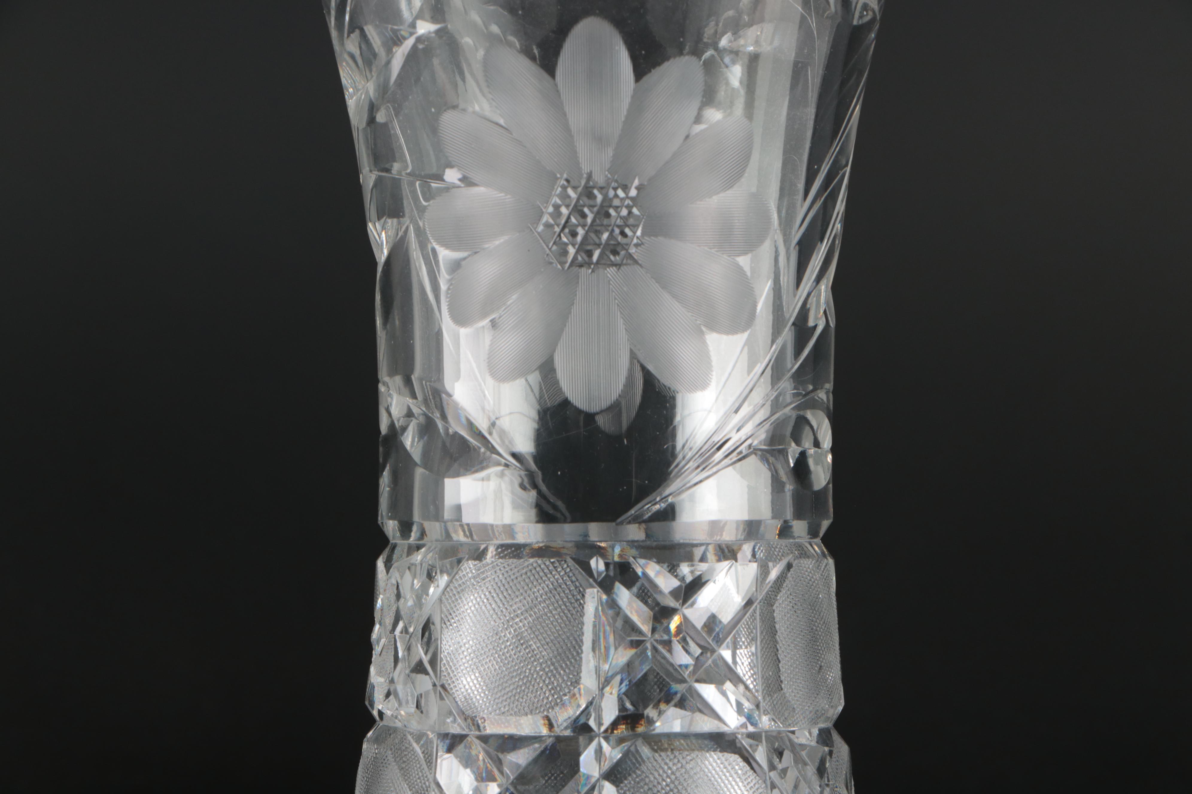 American Brilliant Style Cut Glass Vases, 20th Century