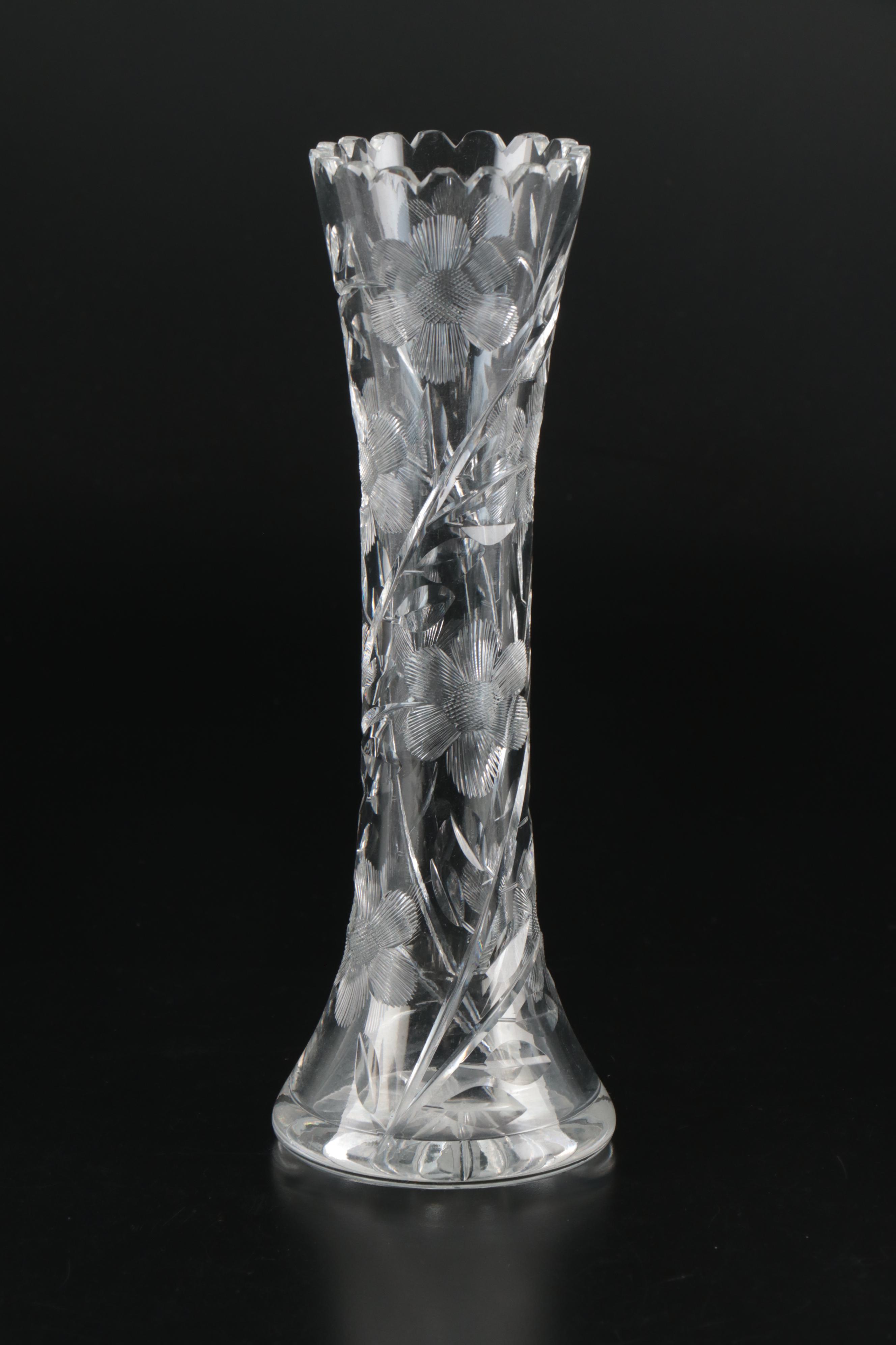 American Brilliant Style Cut Glass Vases, 20th Century
