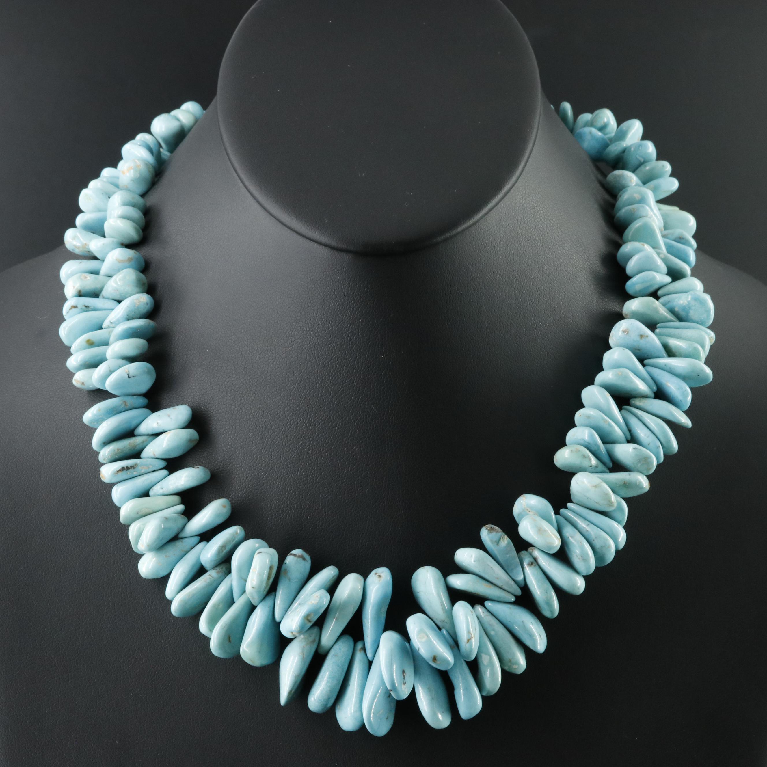 Graduated Turquoise Necklace with Sterling Clasp