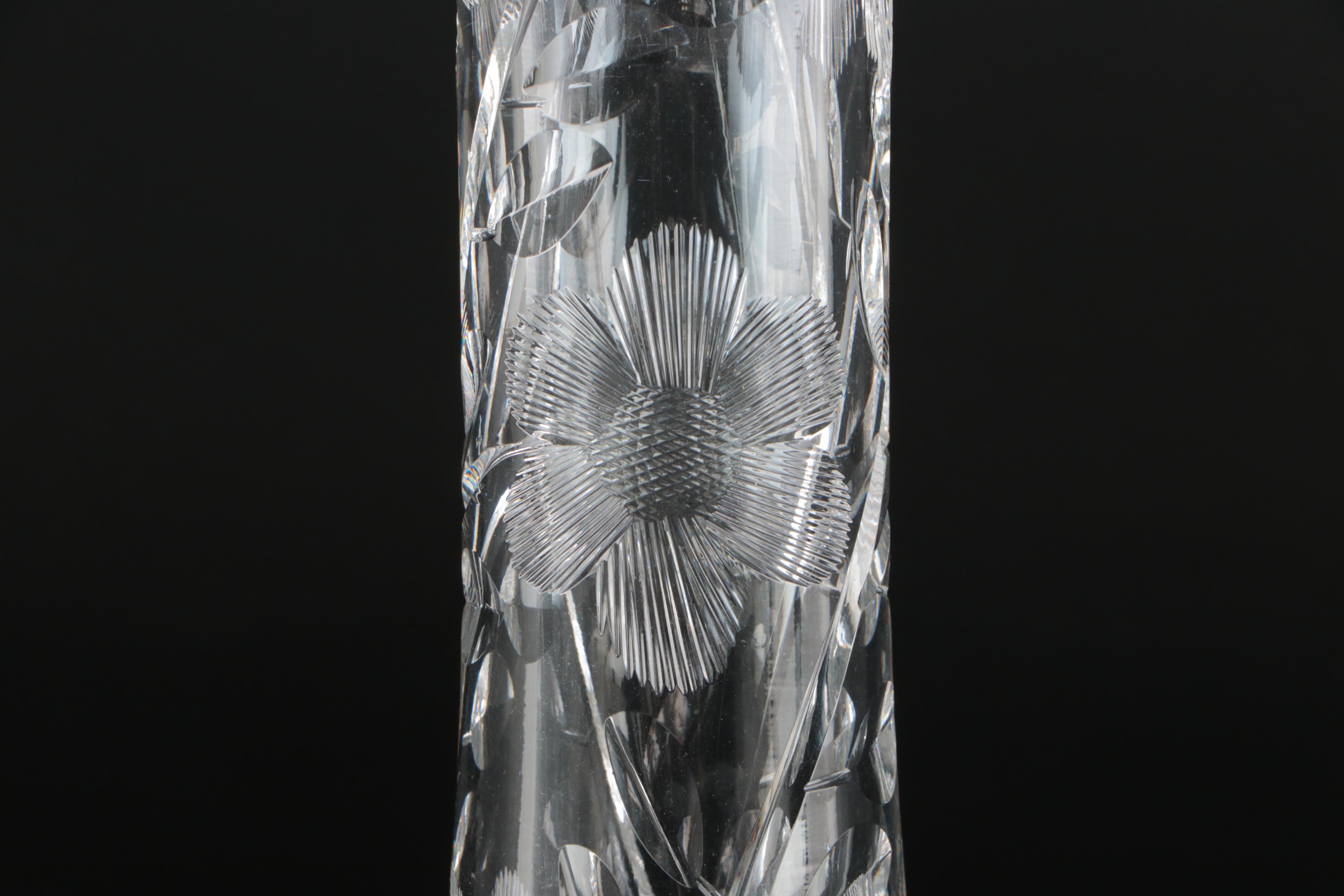 American Brilliant Style Cut Glass Vases, 20th Century