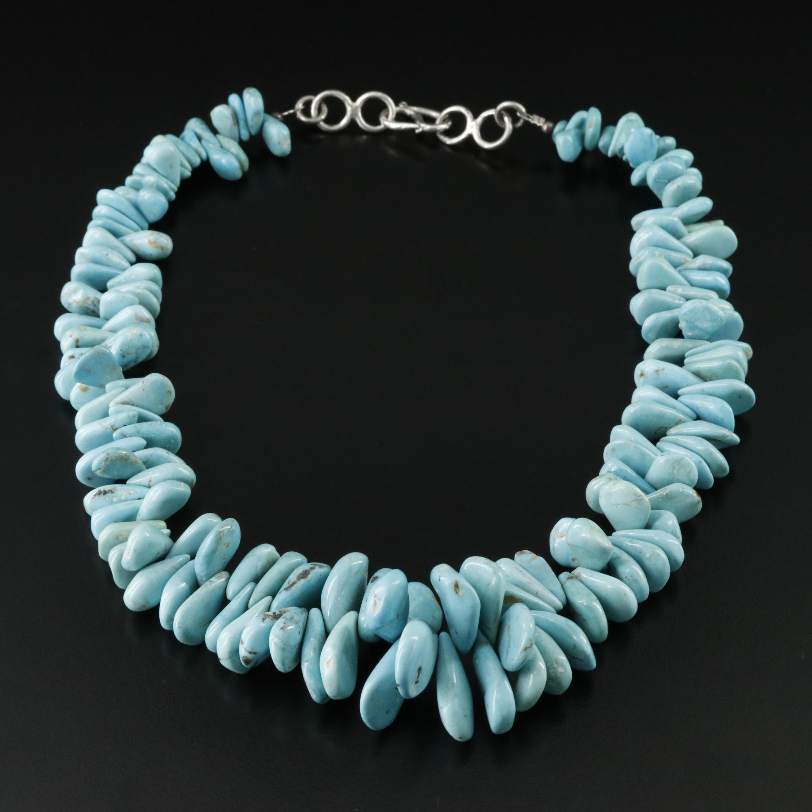 Graduated Turquoise Necklace with Sterling Clasp