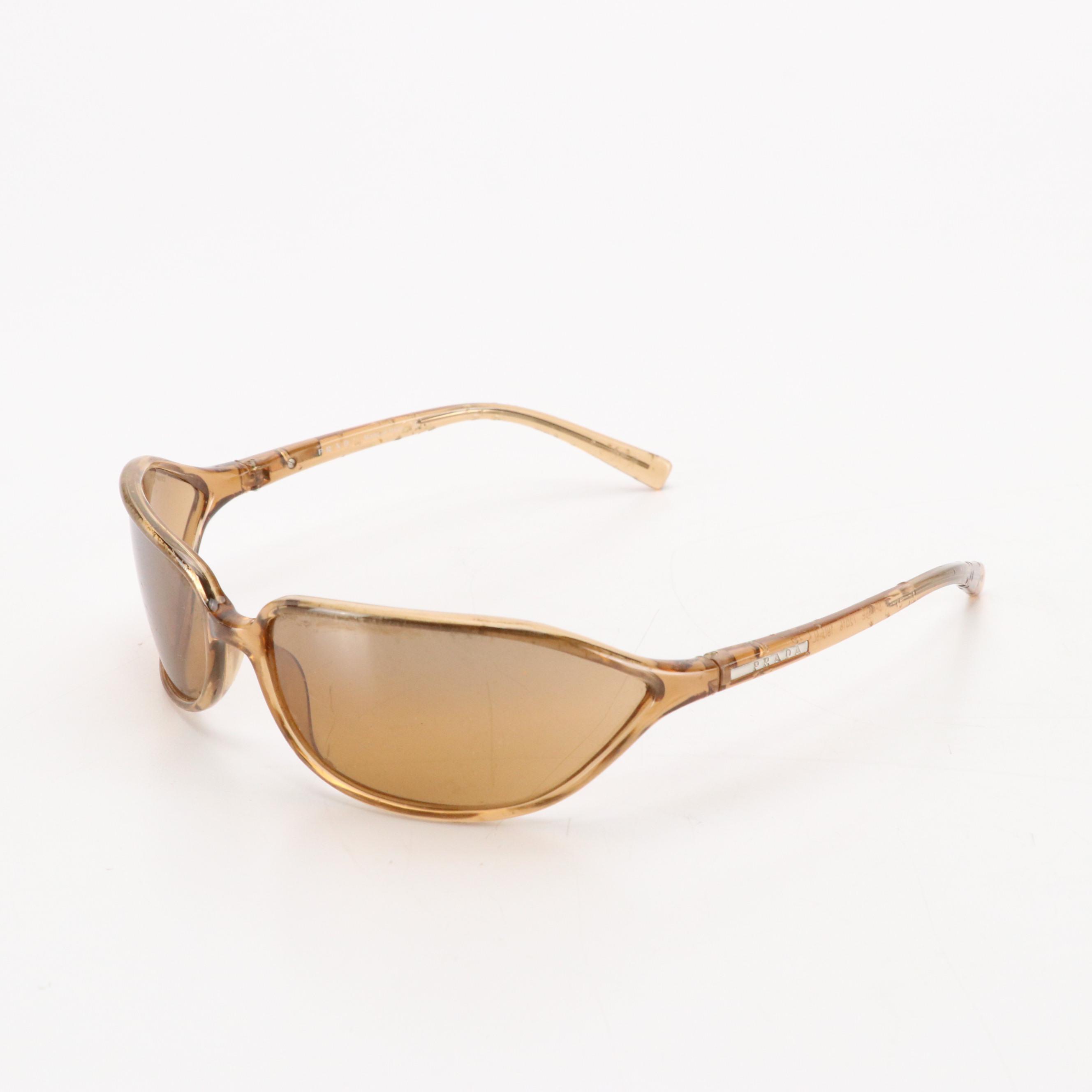Prada SPR 05E 1BQ-5L1 Vintage Oval Wrap Sunglasses