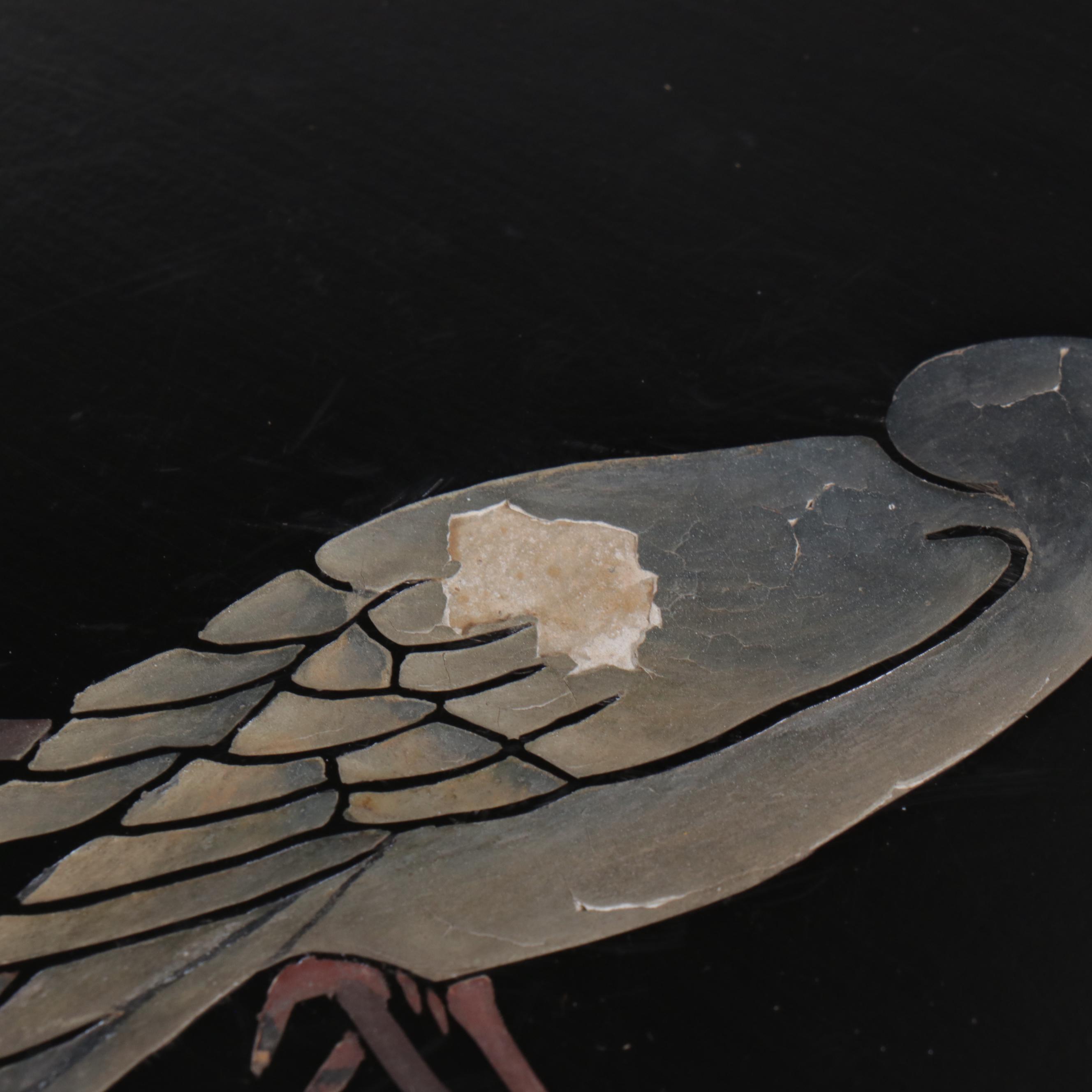 Pair of Chinese Paint Decorated Black Lacquered Cabinets, 20th Century