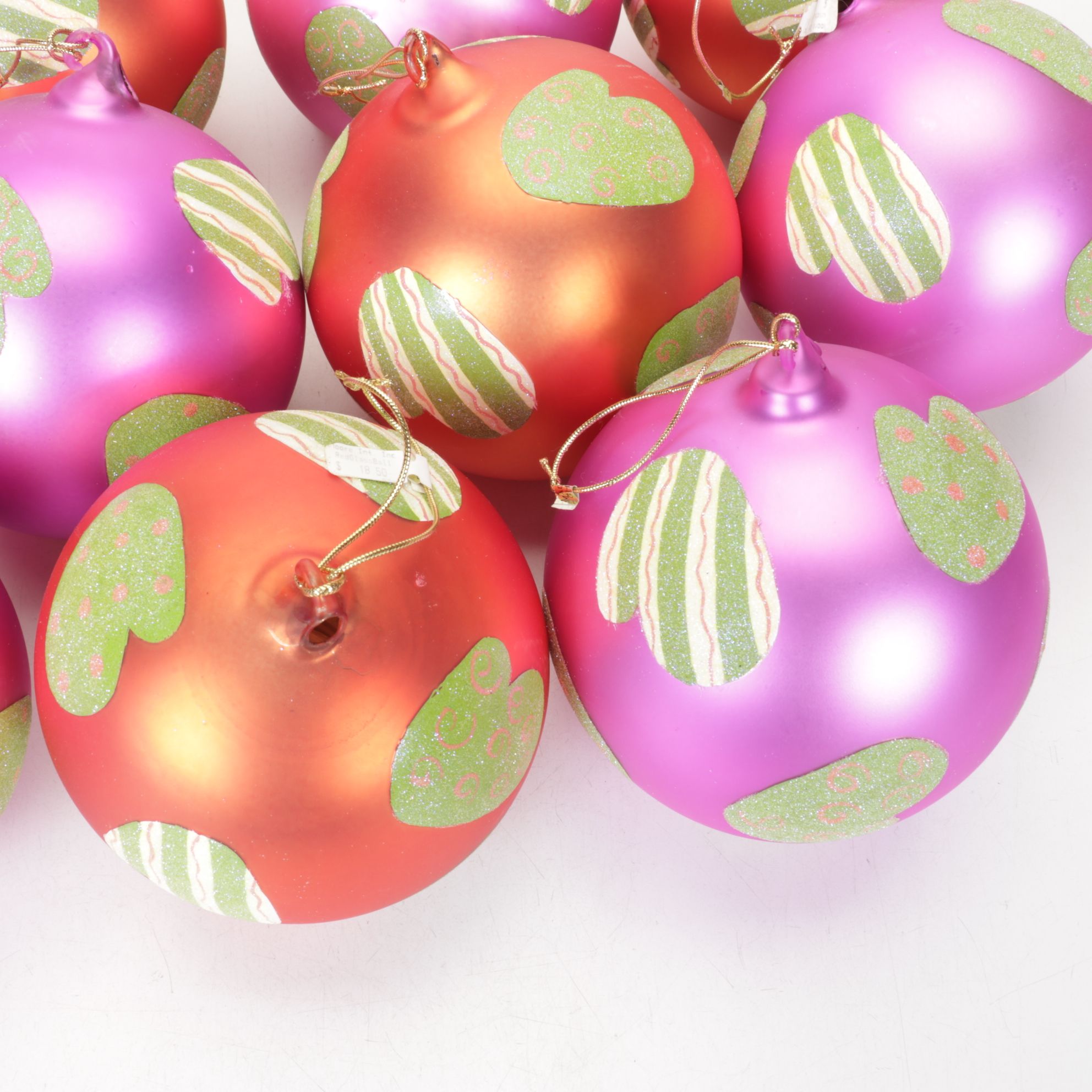 Eleven Moore International Large Blown Glass Ball Ornaments