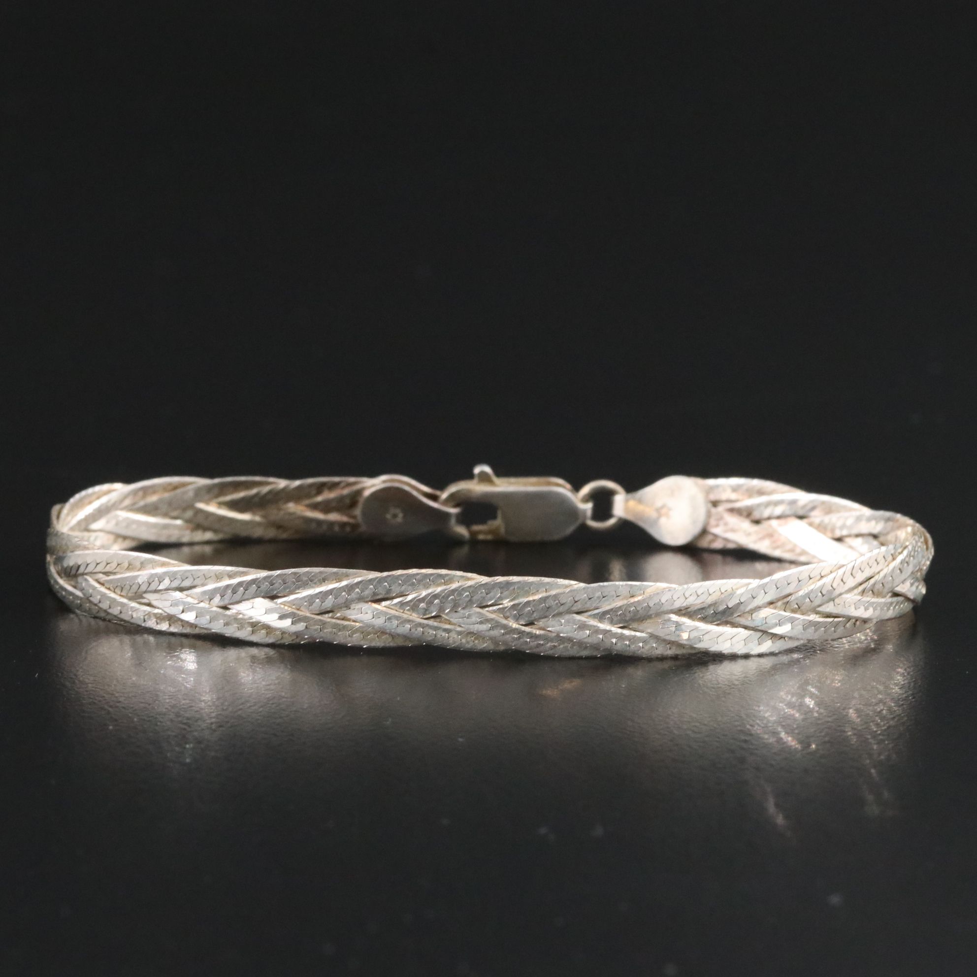Italian Sterling Braided Herringbone Chain Bracelet