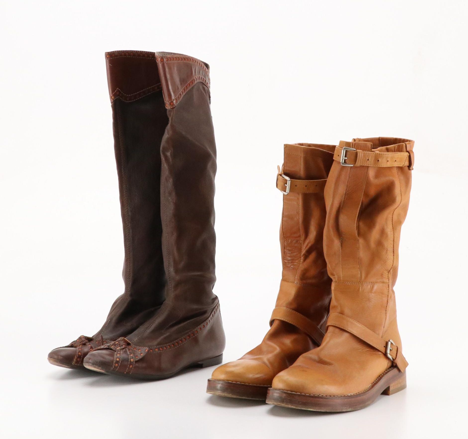 Ann Demeulemeester Mid-Calf and Henry Beguelin Riding Boots in Leather