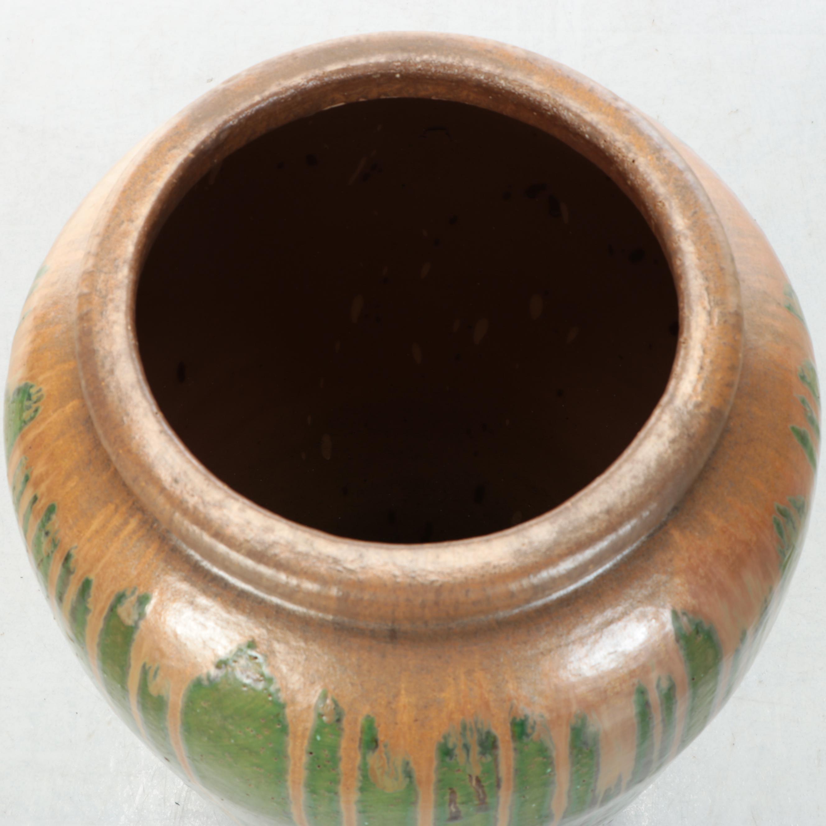 Large Drip Glaze Pottery Vase