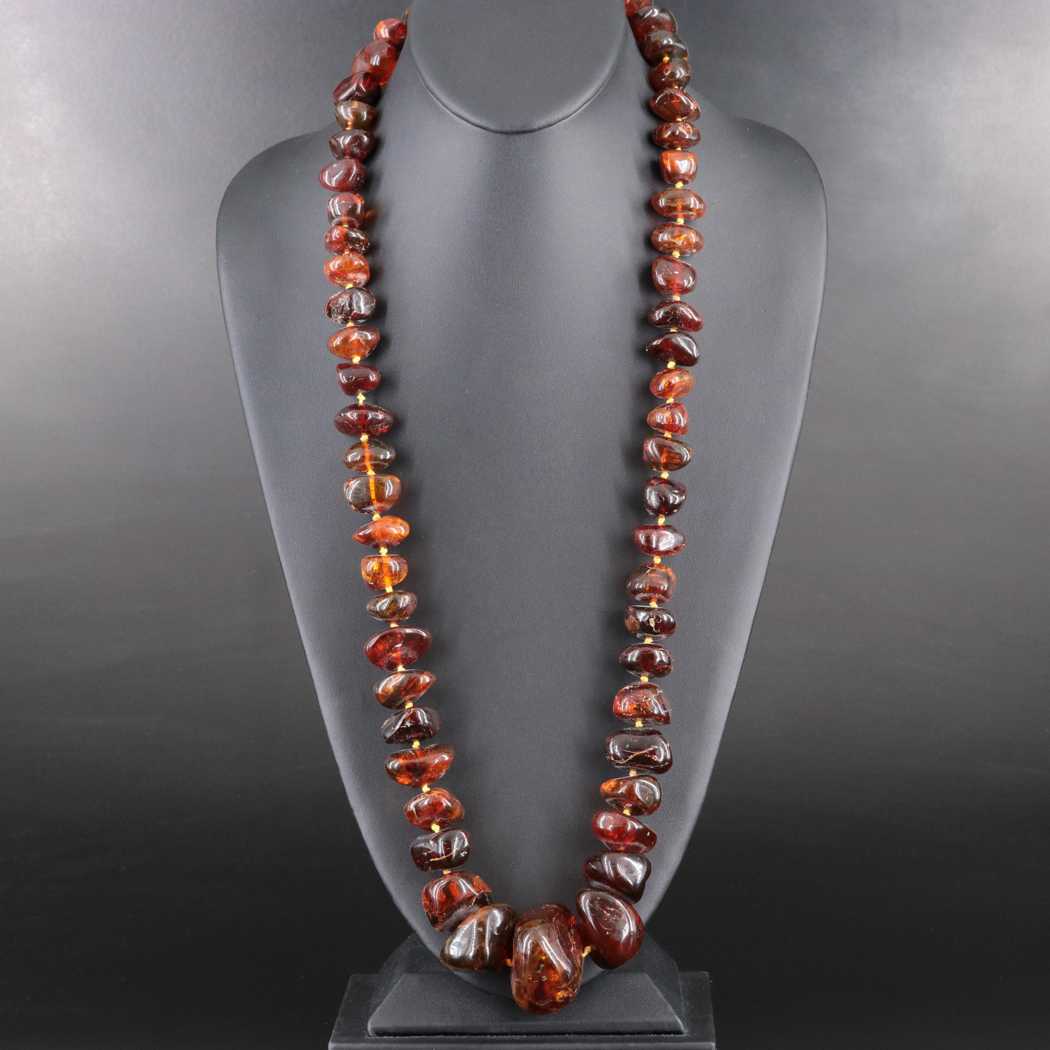 Amber Graduated Bead Necklace with Gold-Filled Clasp