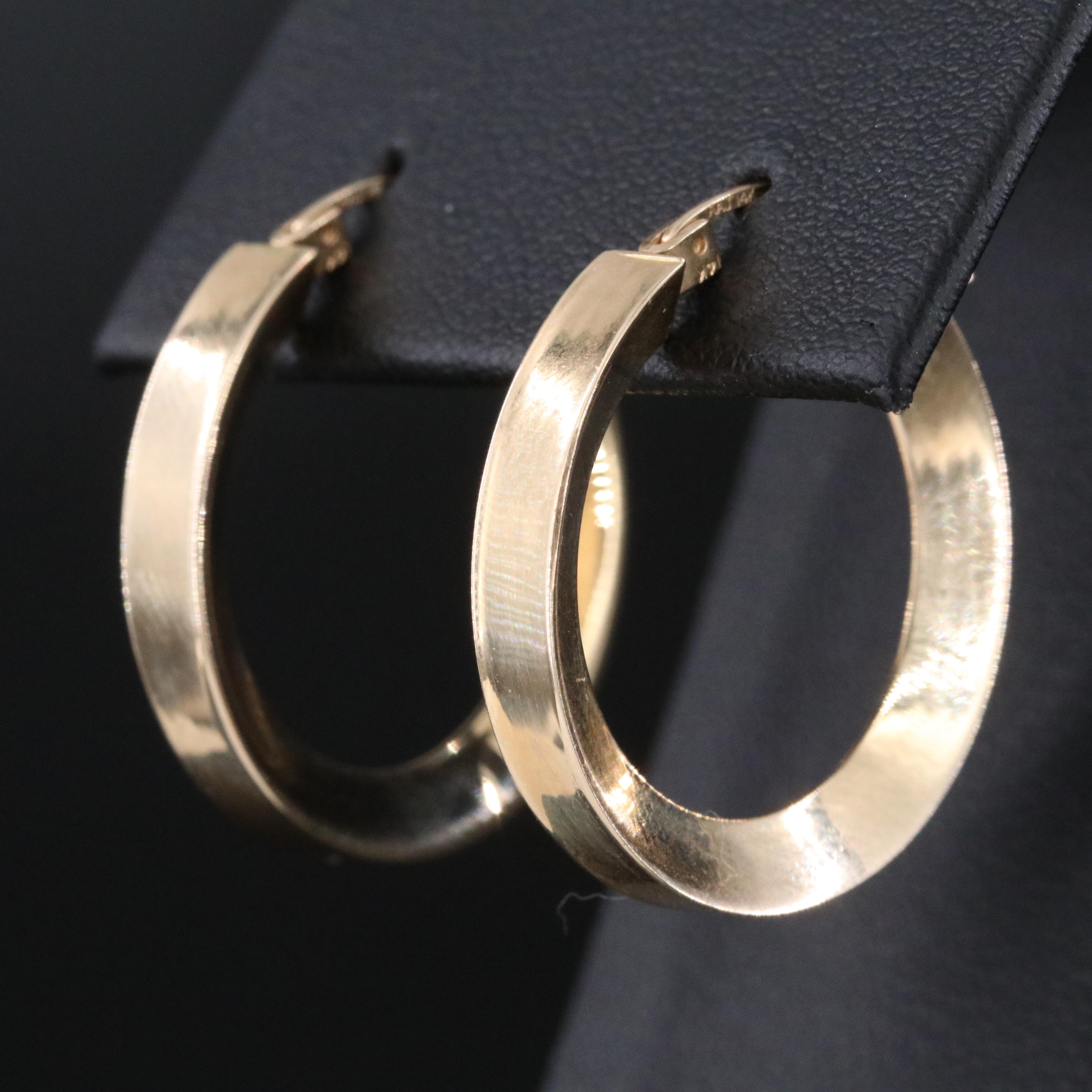 14K Tapered Hoops