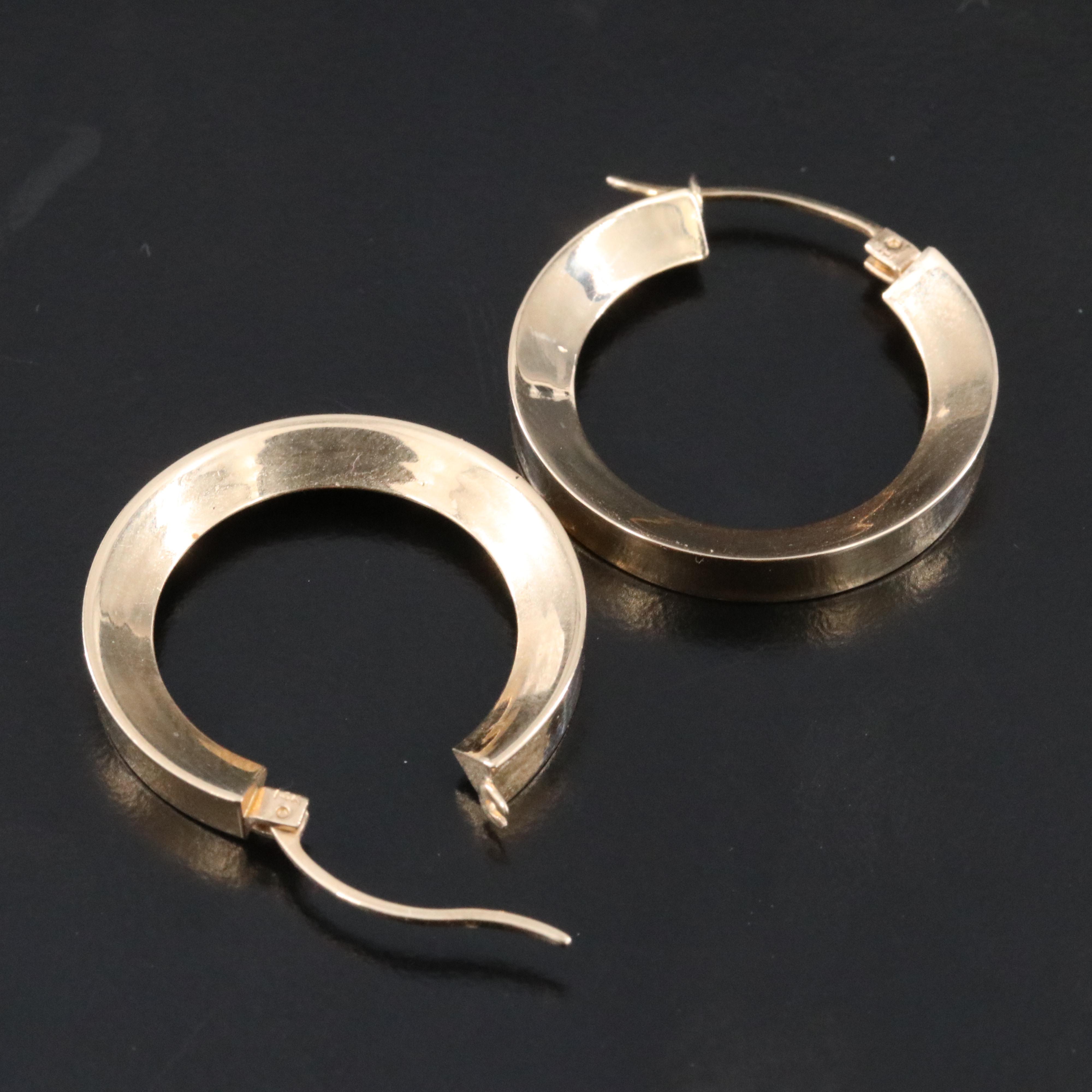 14K Tapered Hoops