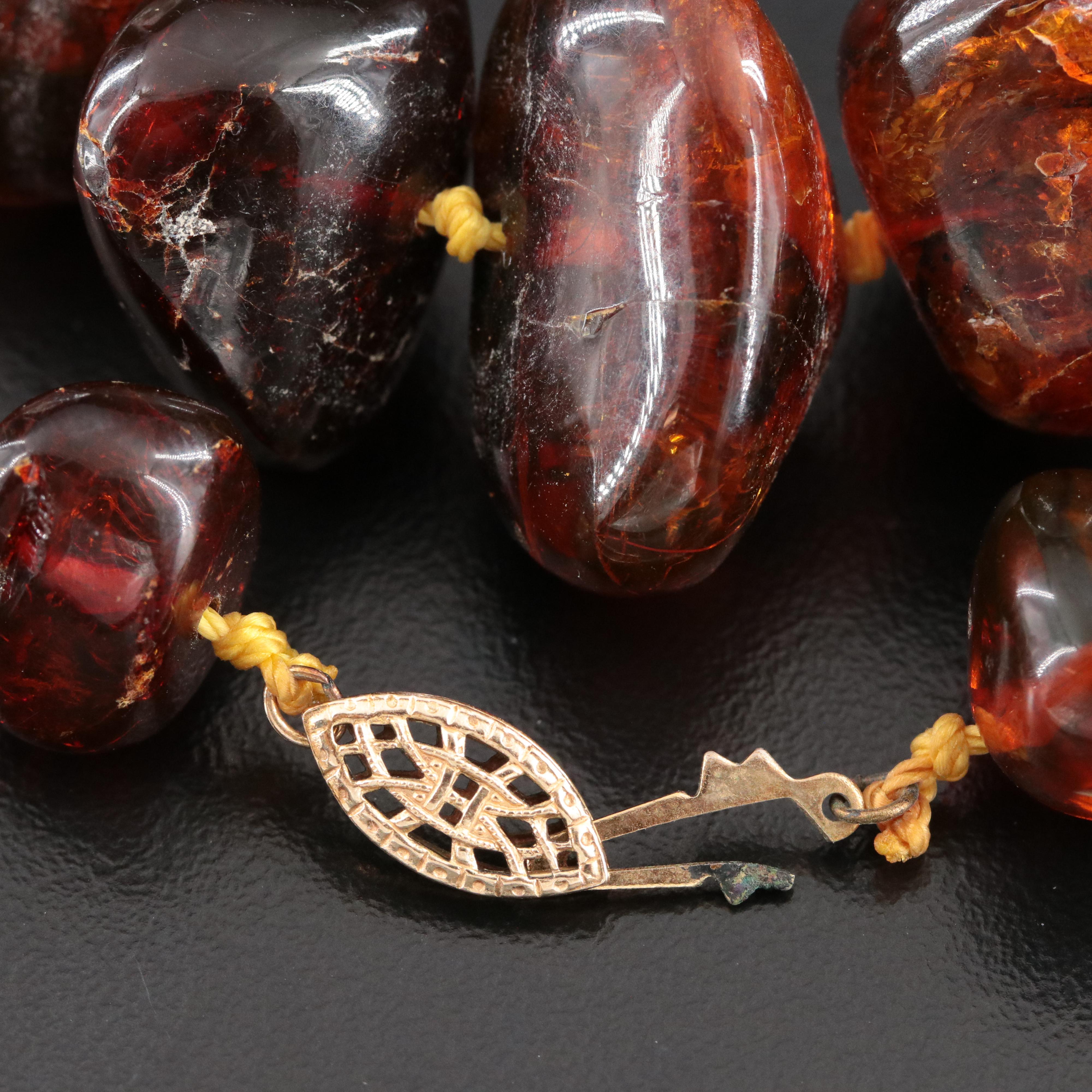 Amber Graduated Bead Necklace with Gold-Filled Clasp