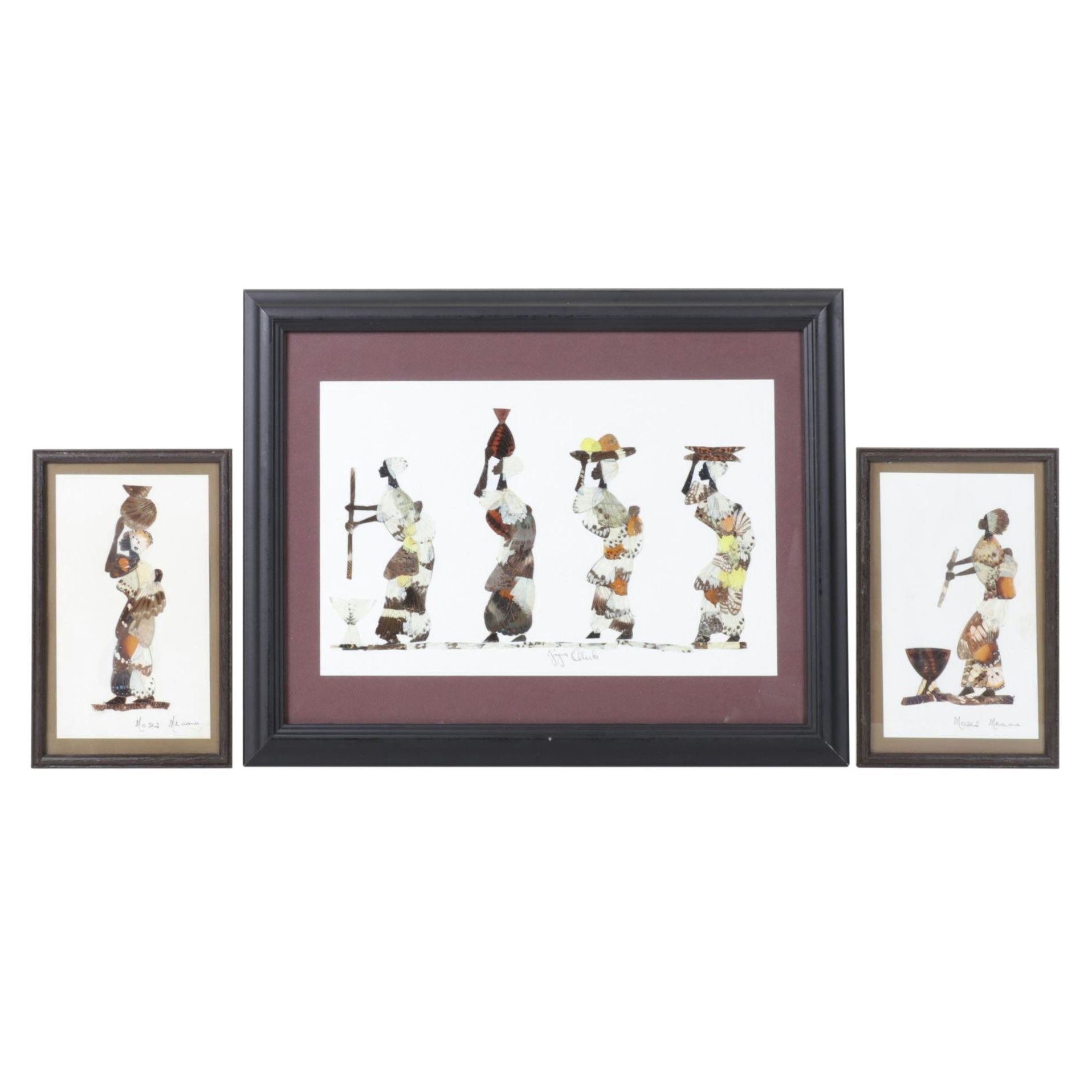 Central African Artisan Handmade Butterfly Wing Figural Silhouettes