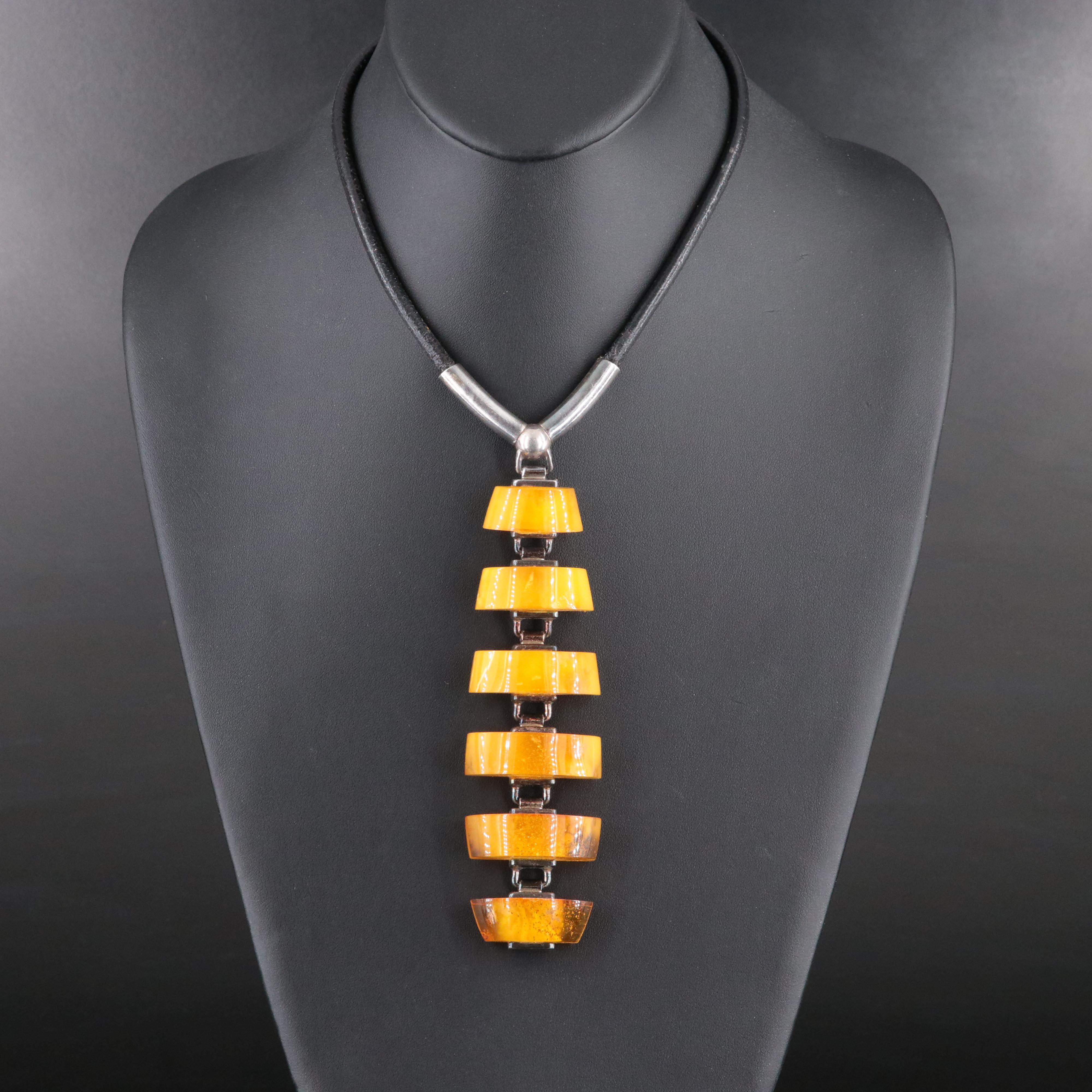 Modernist Necklace with Amber