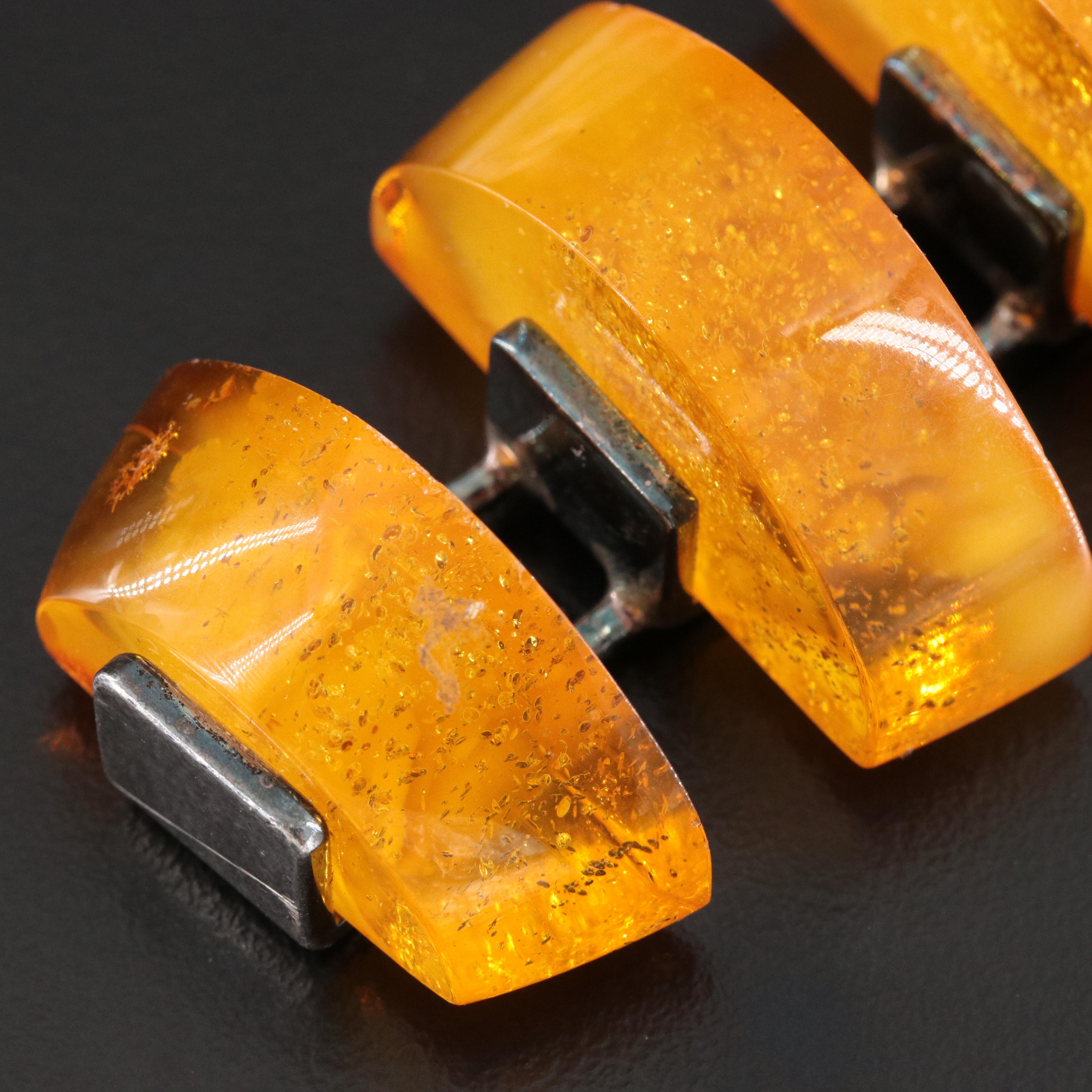 Modernist Necklace with Amber