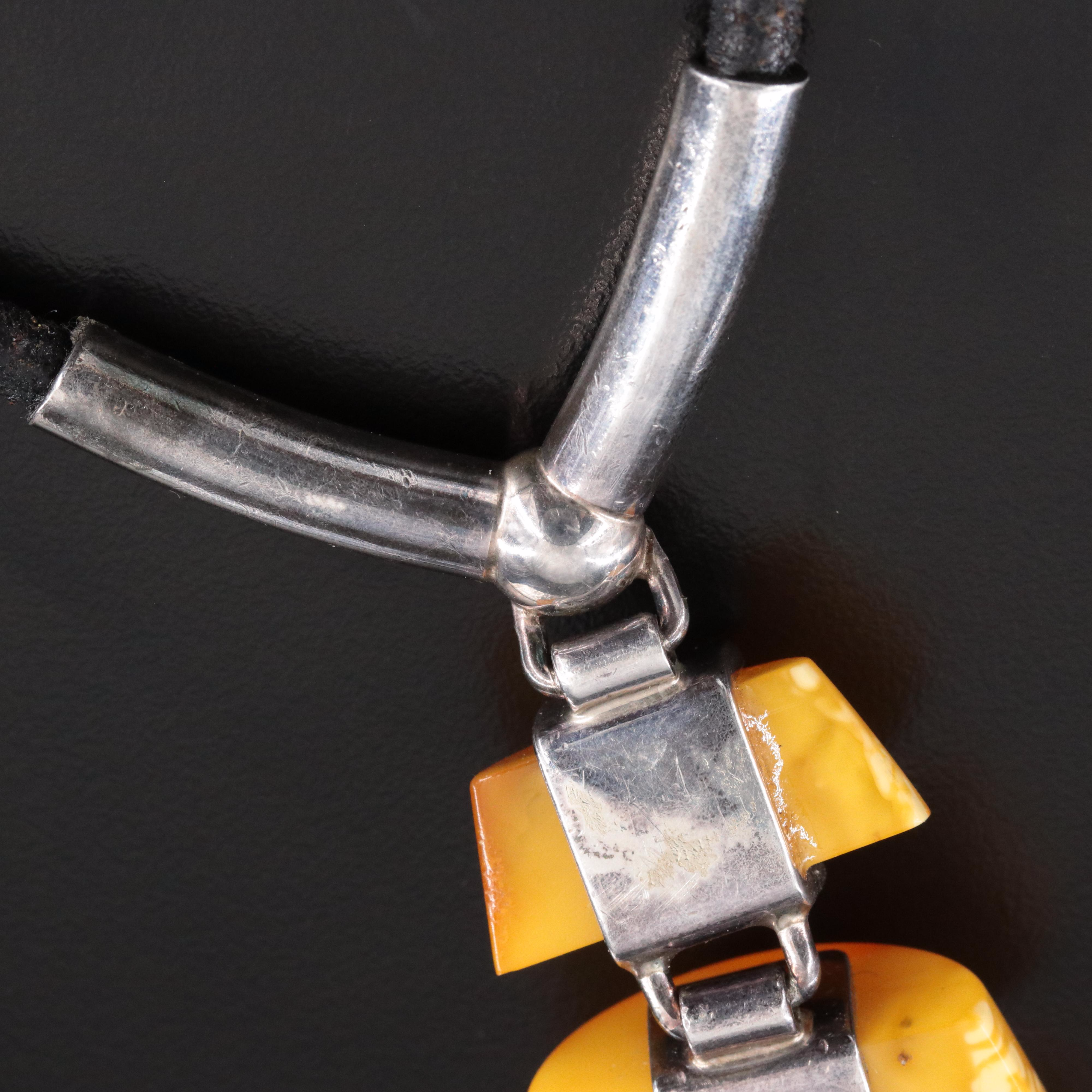 Modernist Necklace with Amber