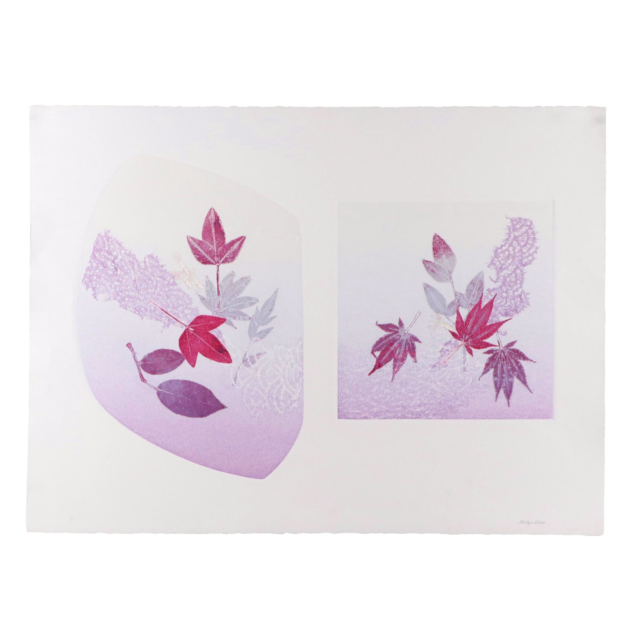 Marilyn Simon Monoprint "Multiple Leaf," Late 20th Century