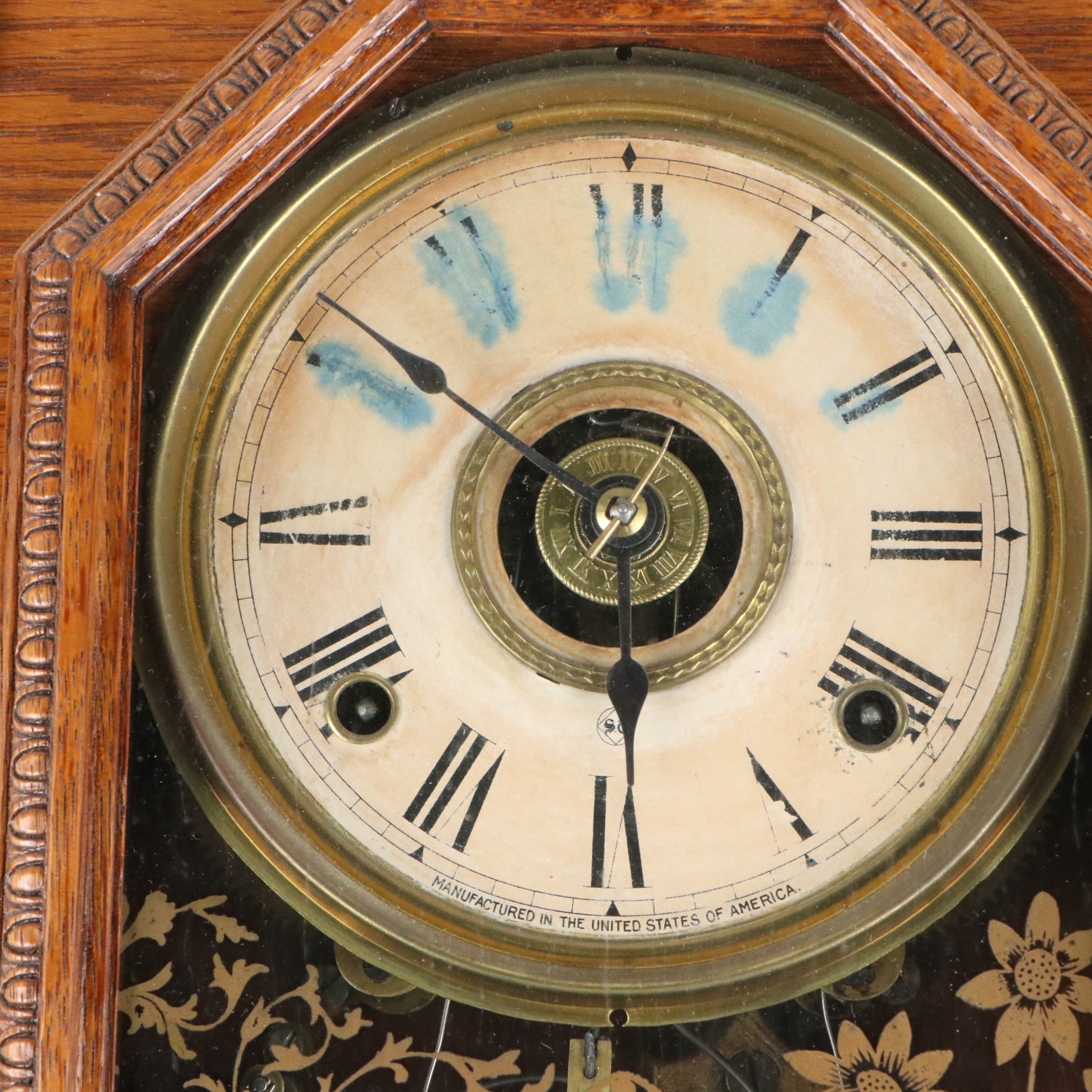 Seth Thomas "Cathedral Gong" Eight Day Oak Wall Clock, Late 19th Century