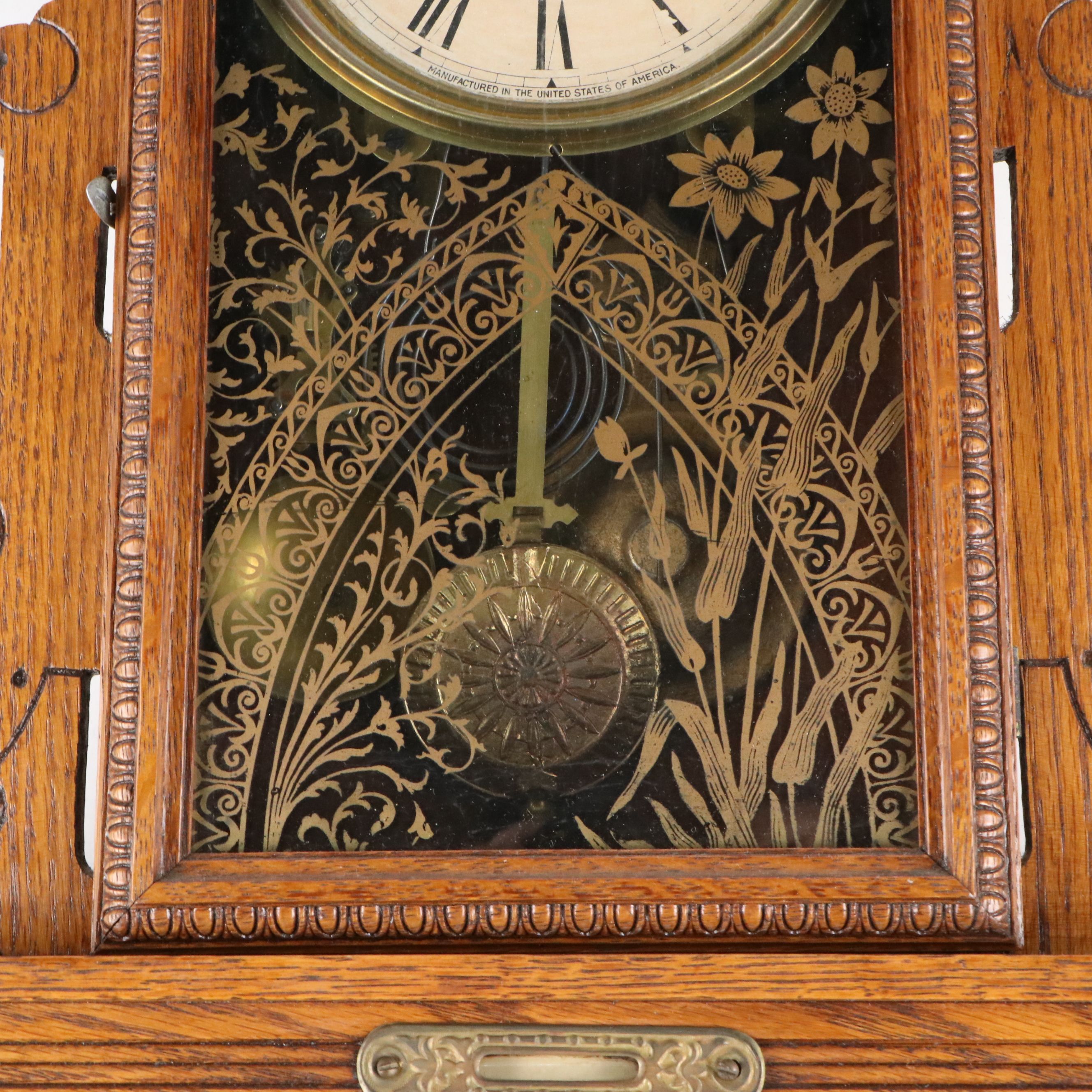 Seth Thomas "Cathedral Gong" Eight Day Oak Wall Clock, Late 19th Century