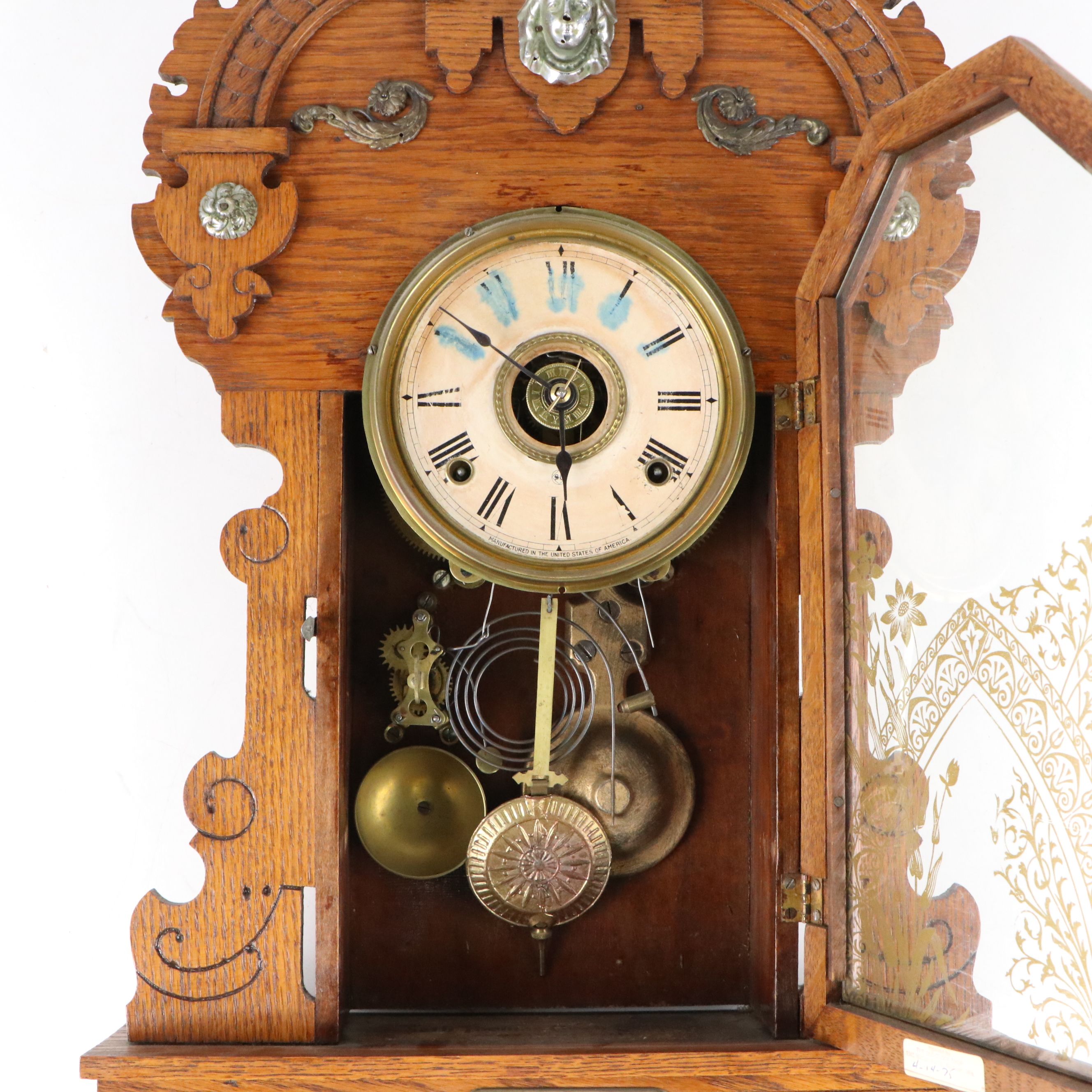 Seth Thomas "Cathedral Gong" Eight Day Oak Wall Clock, Late 19th Century