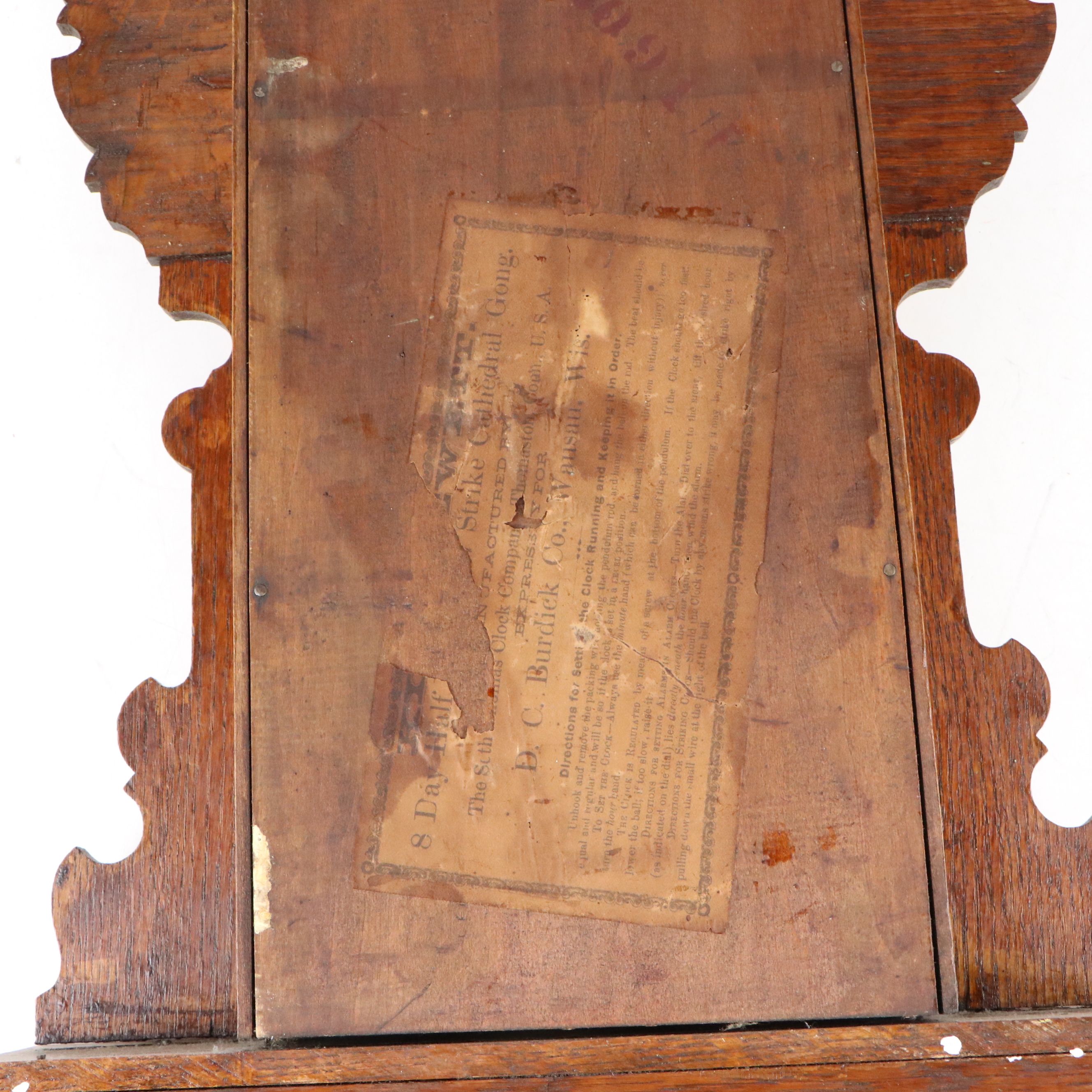 Seth Thomas "Cathedral Gong" Eight Day Oak Wall Clock, Late 19th Century