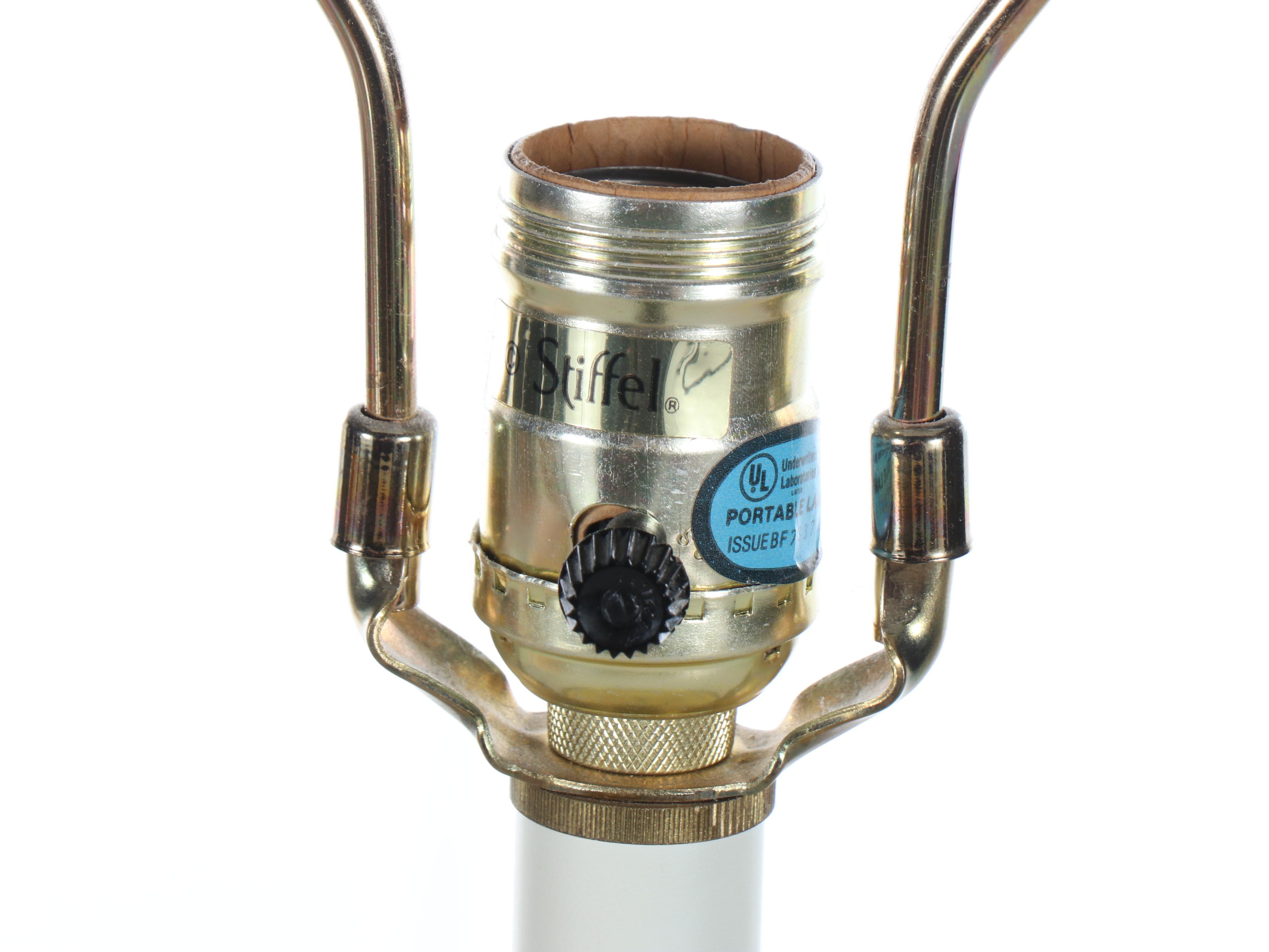 Stiffel Brass Table Lamp with Pleaded Fabric Shade