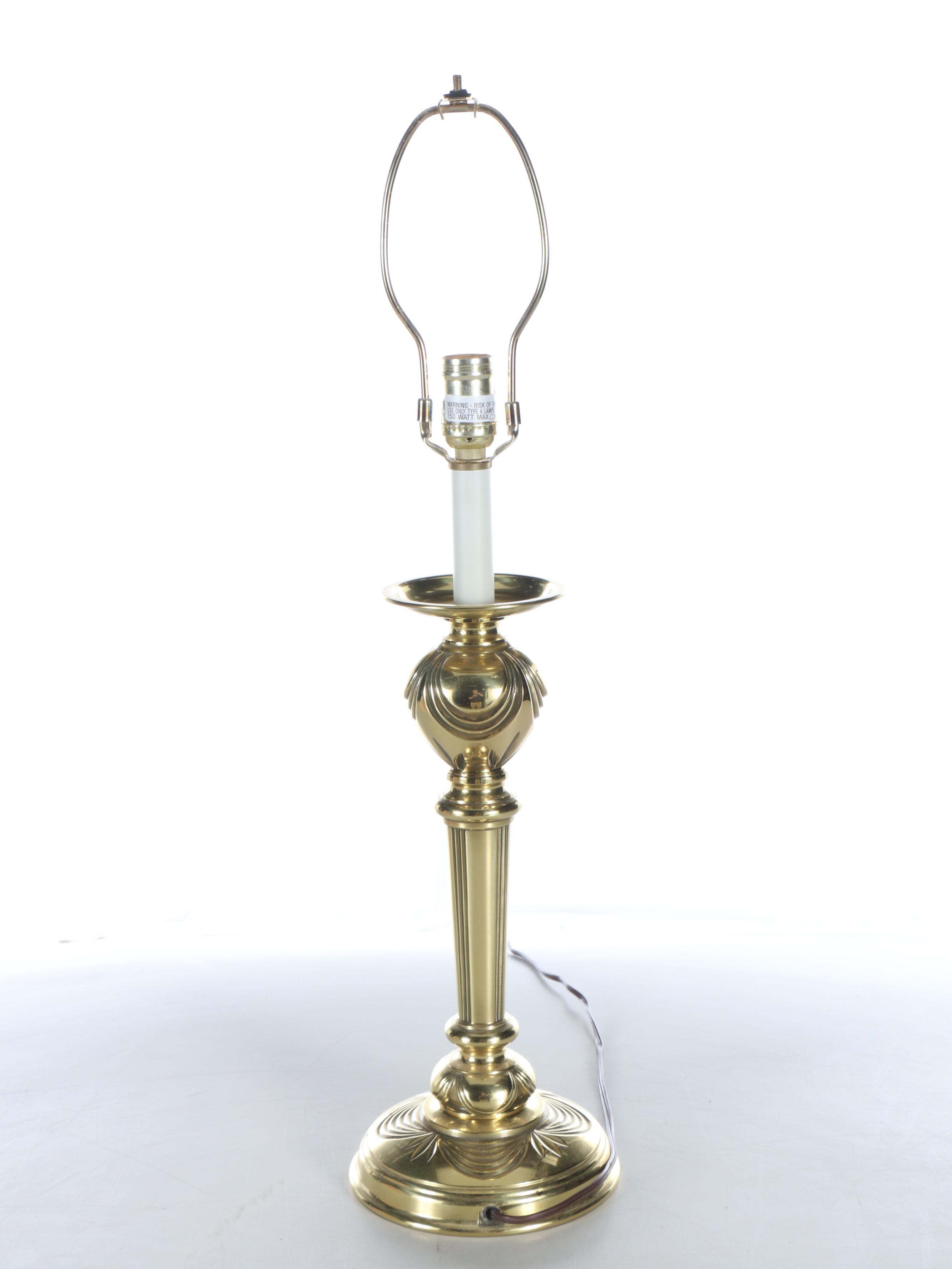 Stiffel Brass Table Lamp with Pleaded Fabric Shade