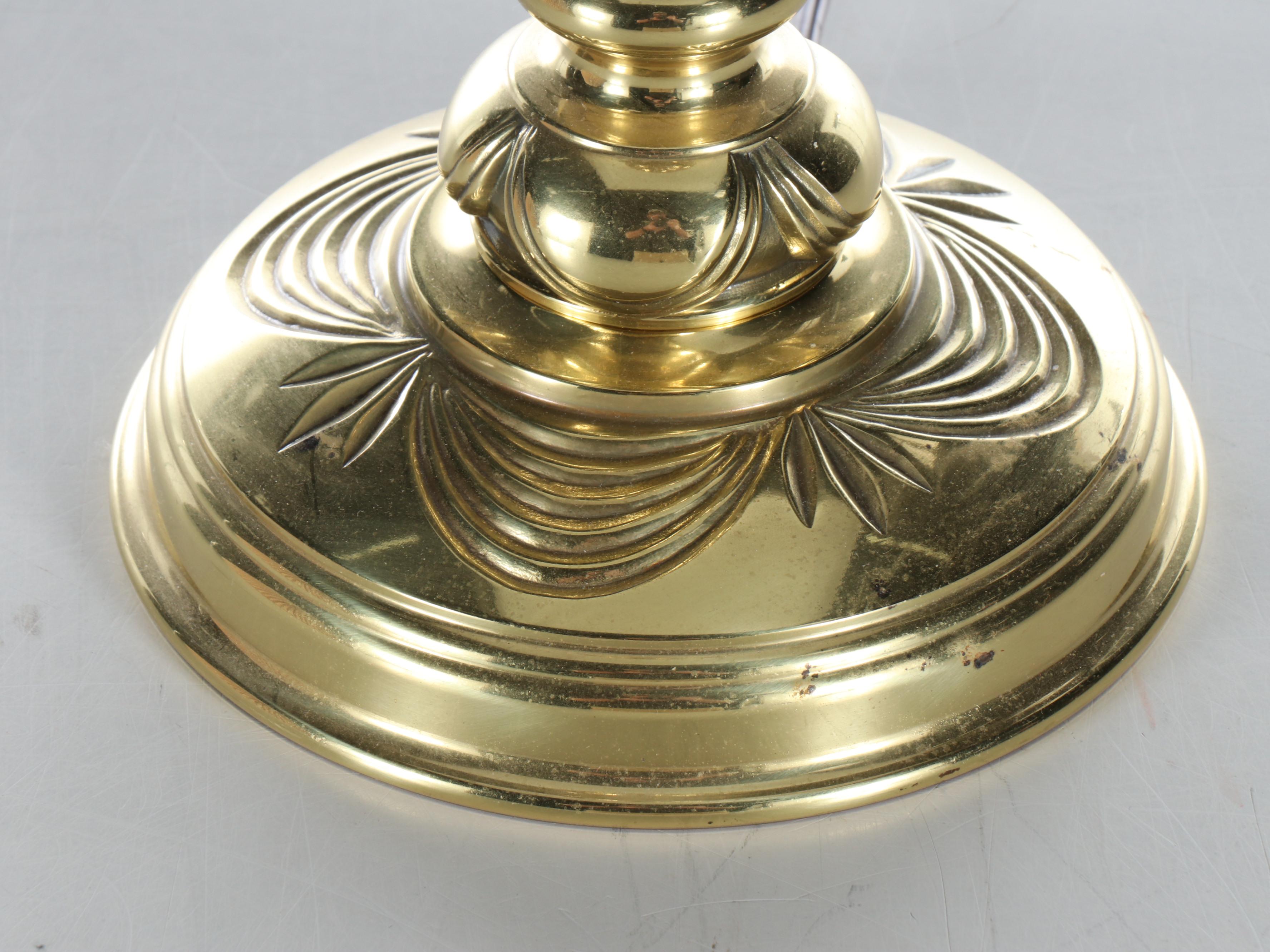 Stiffel Brass Table Lamp with Pleaded Fabric Shade