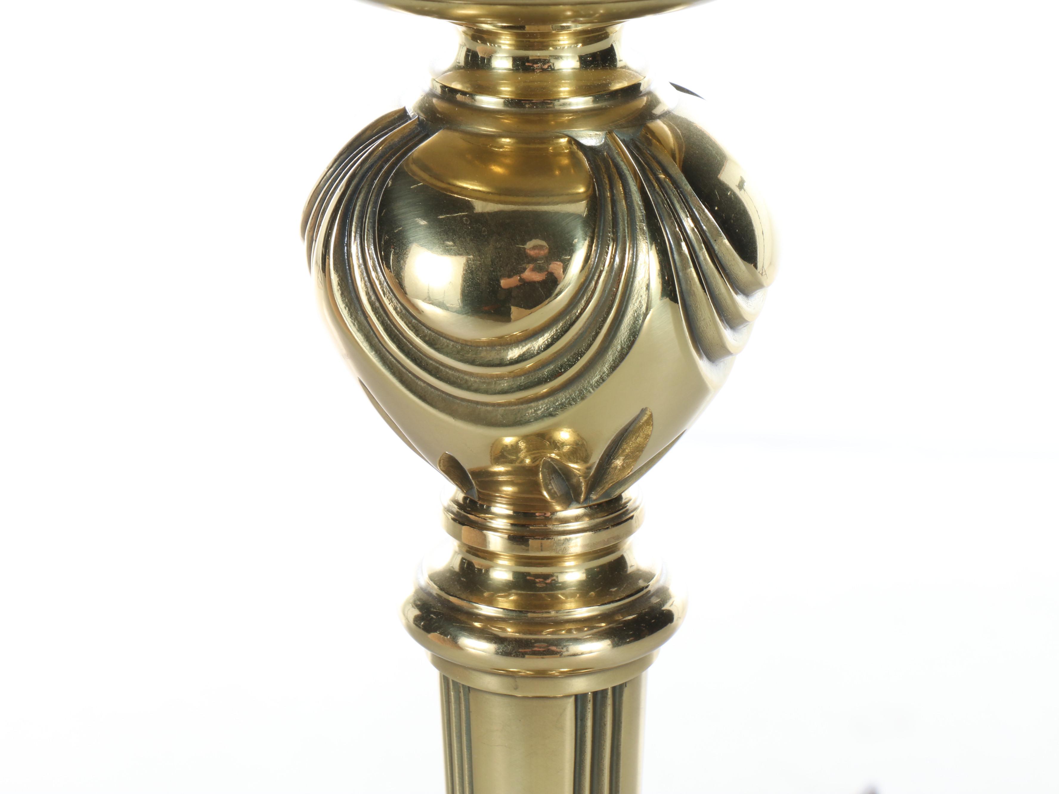 Stiffel Brass Table Lamp with Pleaded Fabric Shade