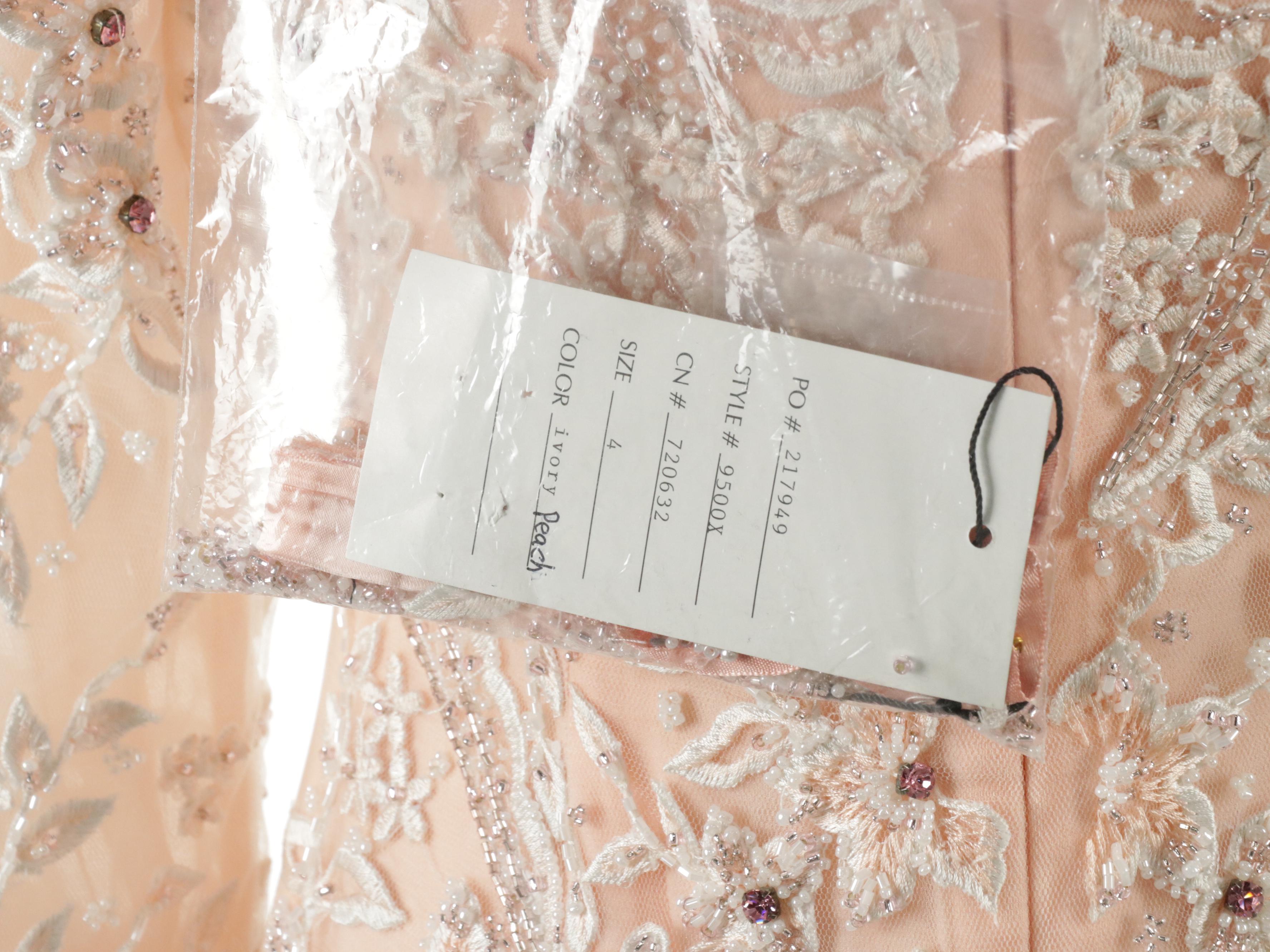 Stephen Yearick Ivory Peach Heavy Embellished Gown, With Tag