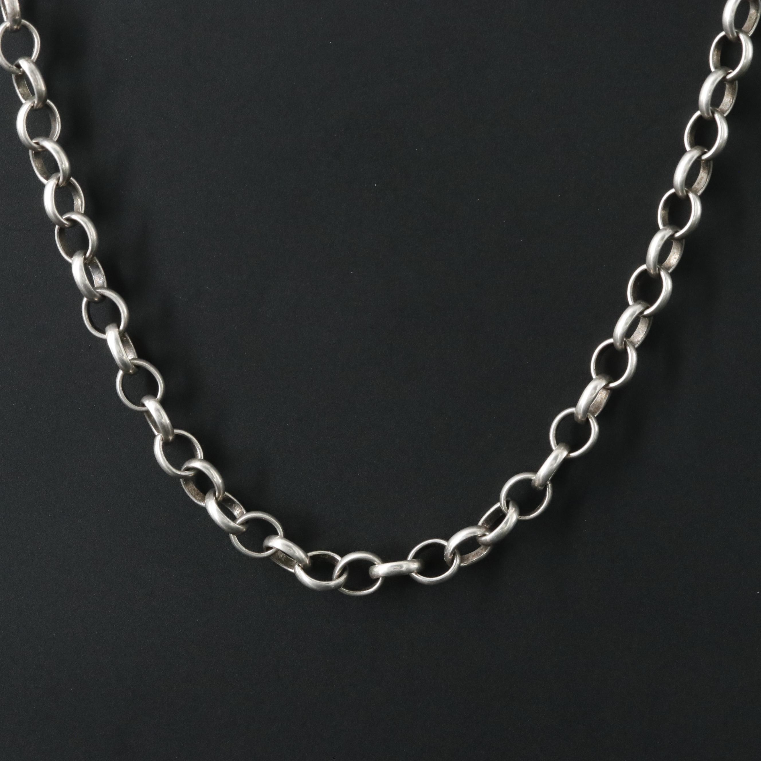 Sheryl Lowe Sterling Cable Chain Necklace with Diamond Clasp