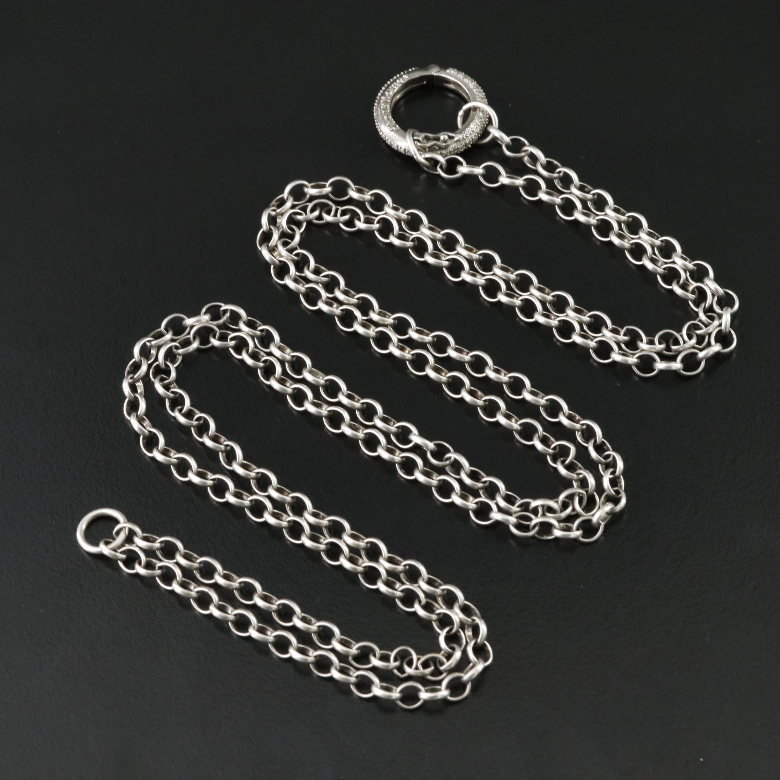 Sheryl Lowe Sterling Cable Chain Necklace with Diamond Clasp