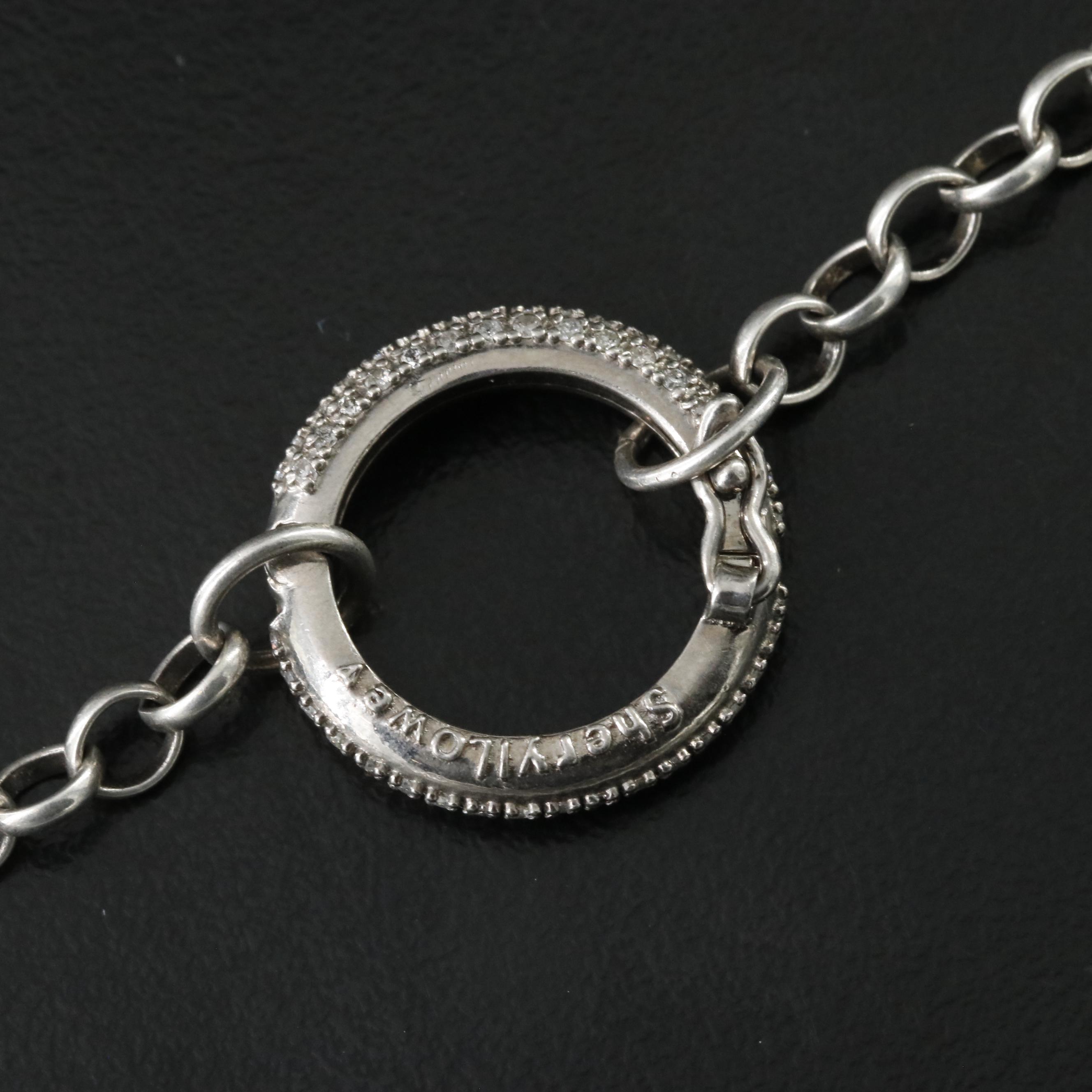 Sheryl Lowe Sterling Cable Chain Necklace with Diamond Clasp