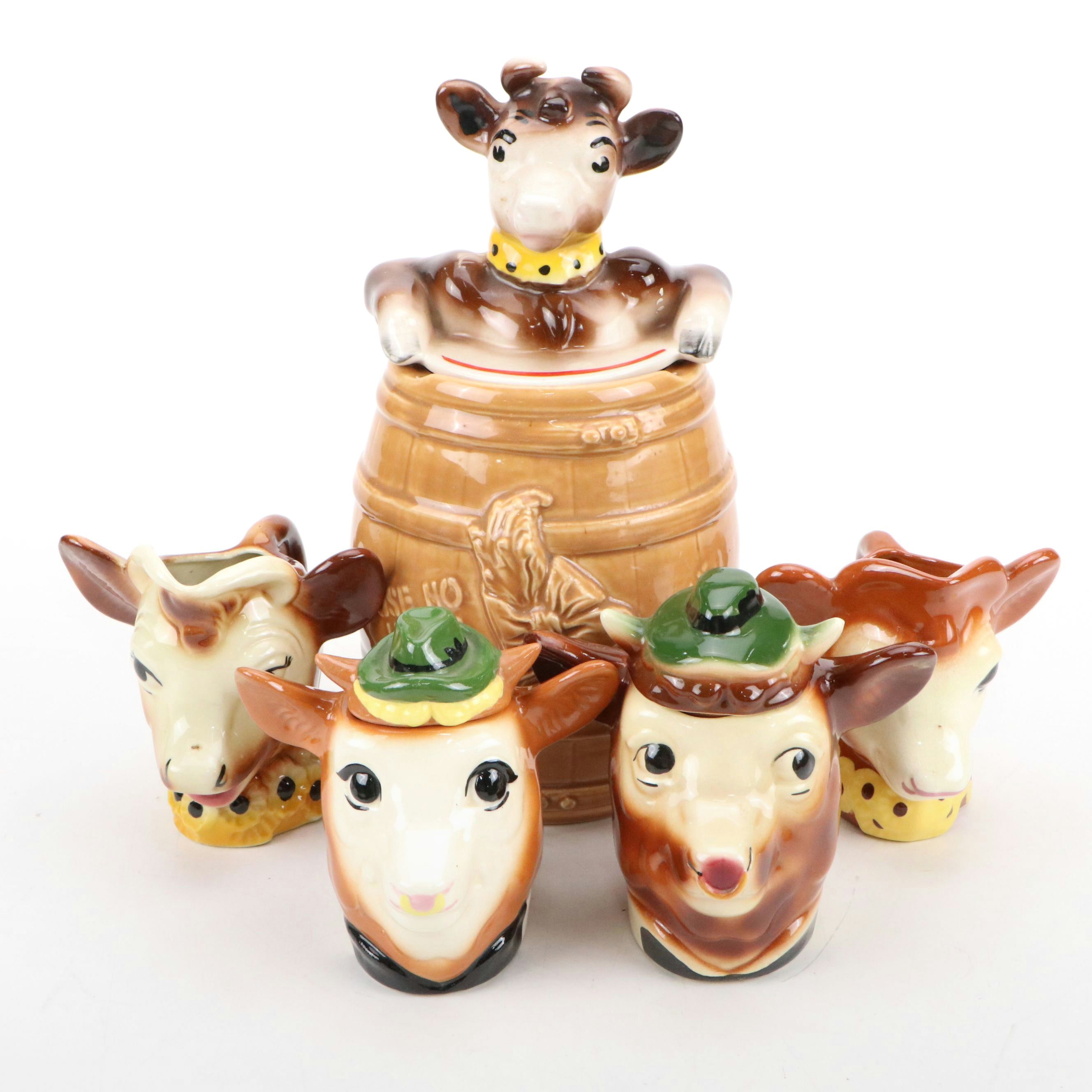 Borden "Elsie the Cow" Ceramic Cookie Jar with Mugs and More Collectibles