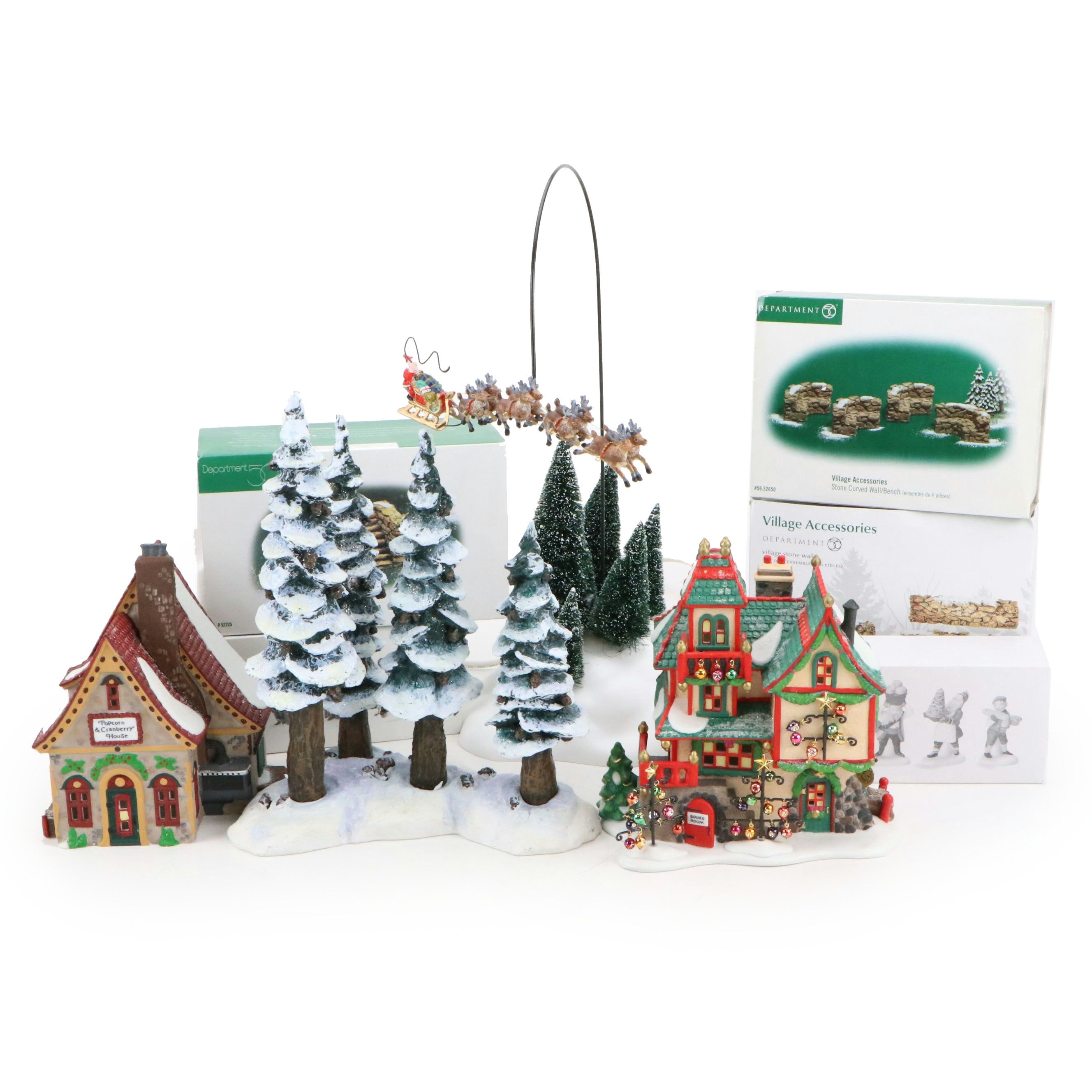 Department 56 "Heritage Village Collection" Figurines and Buildings with Sleigh