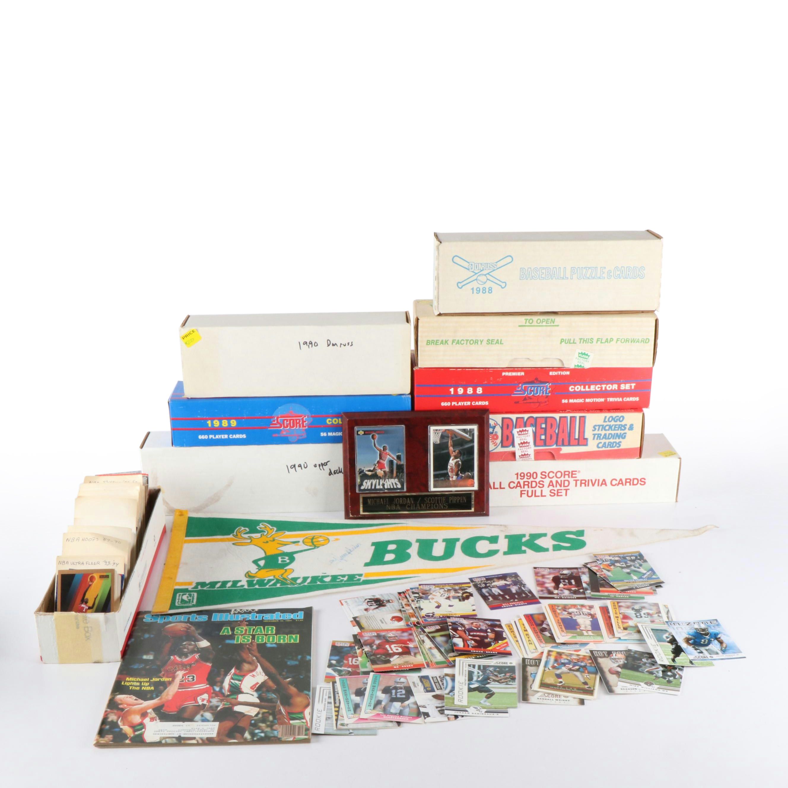 Eleven Boxes of Baseball, Football, Hockey, Basketball Cards & More, 80s to 90s
