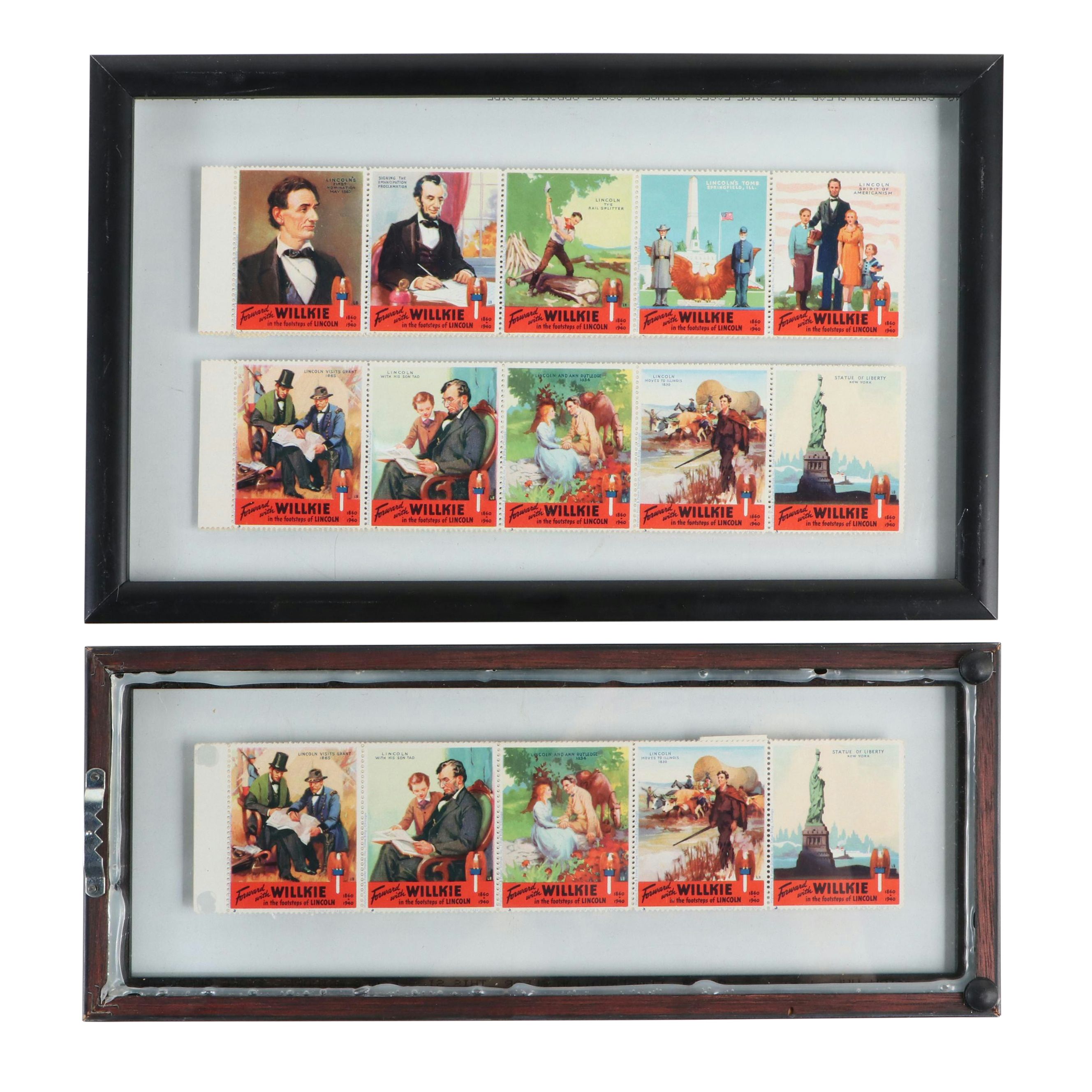 Wendell Willkie Campaign "In the Footsteps of Lincoln" Cinderella Stamps