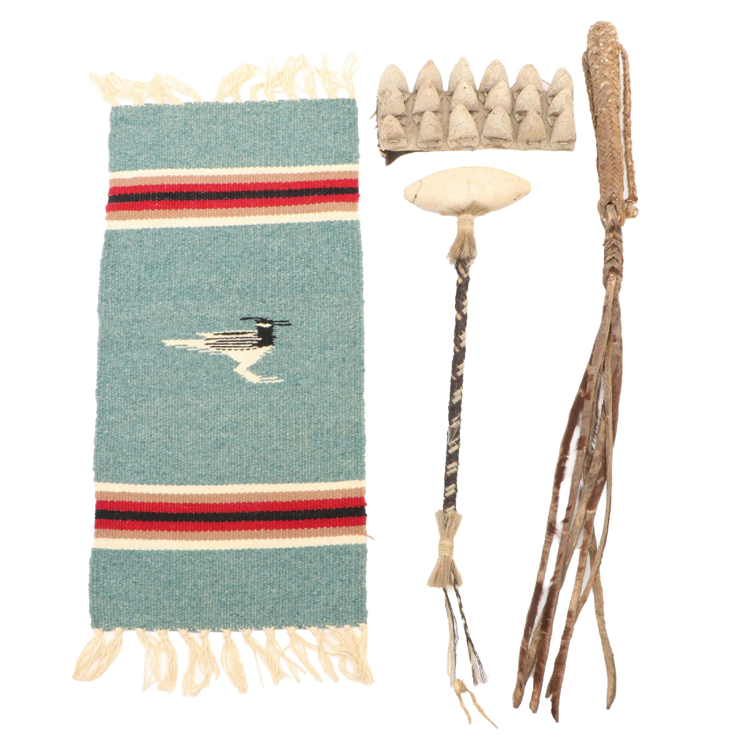 Zulu "Mahfahlawani" Cocoon Ankle Rattles, Plains War Club, More, 20th C.