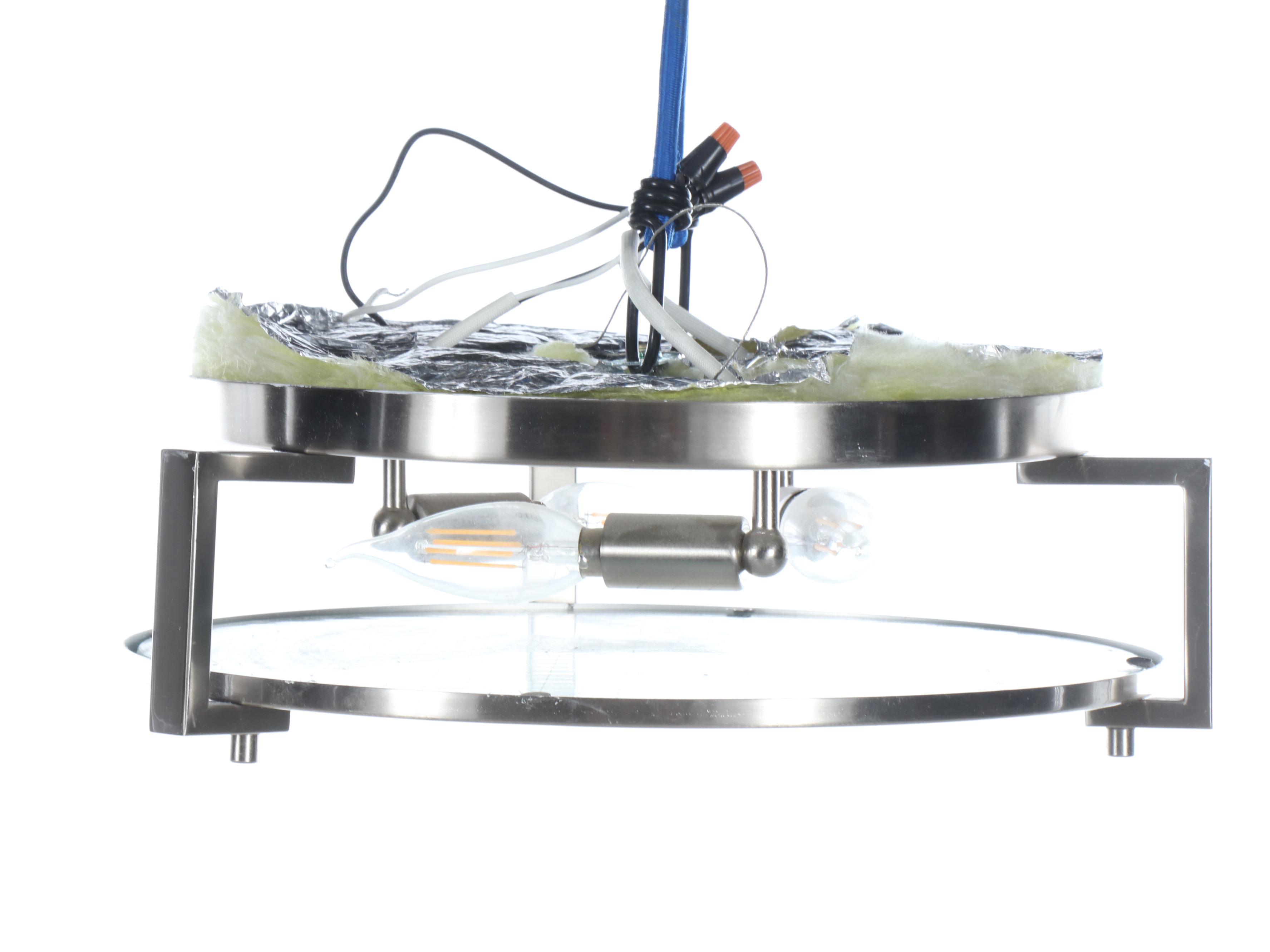 Nickel and Glass Ceiling Mount Lighting Fixture