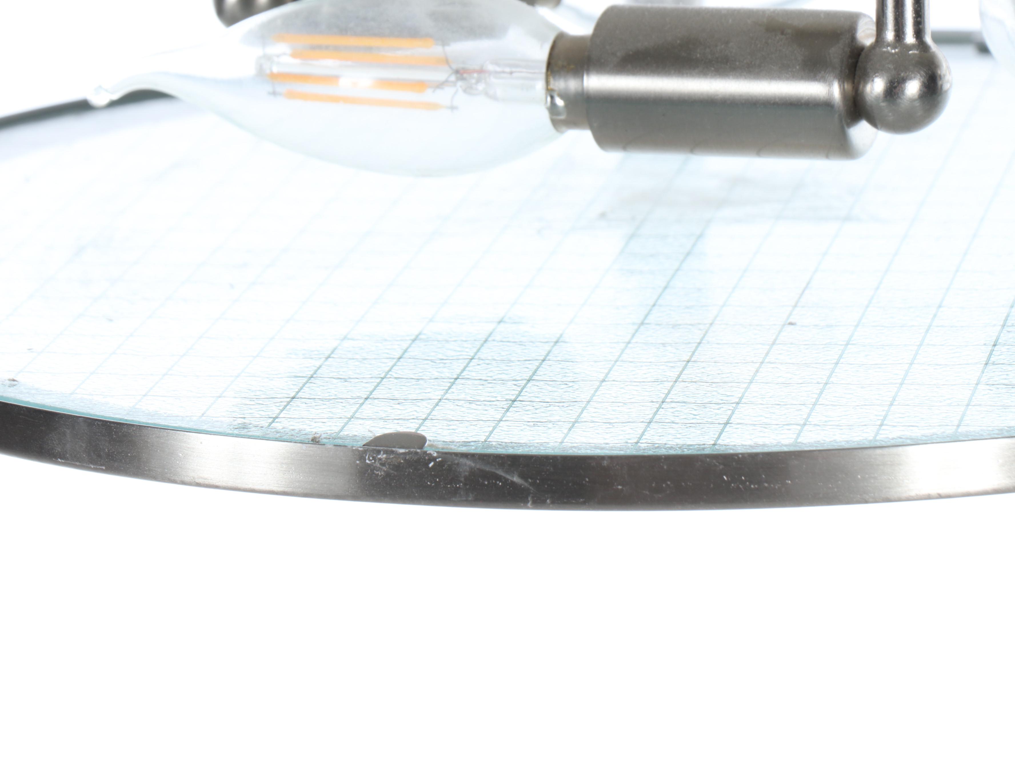 Nickel and Glass Ceiling Mount Lighting Fixture