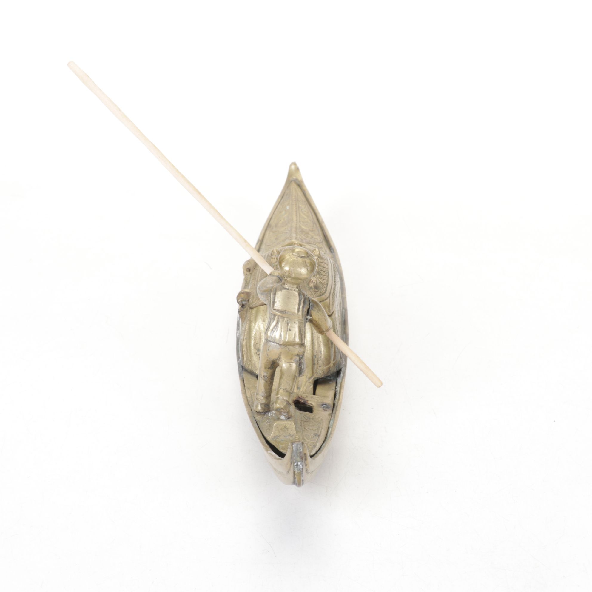 Brass Gondola Inkwell, Late 20th Century