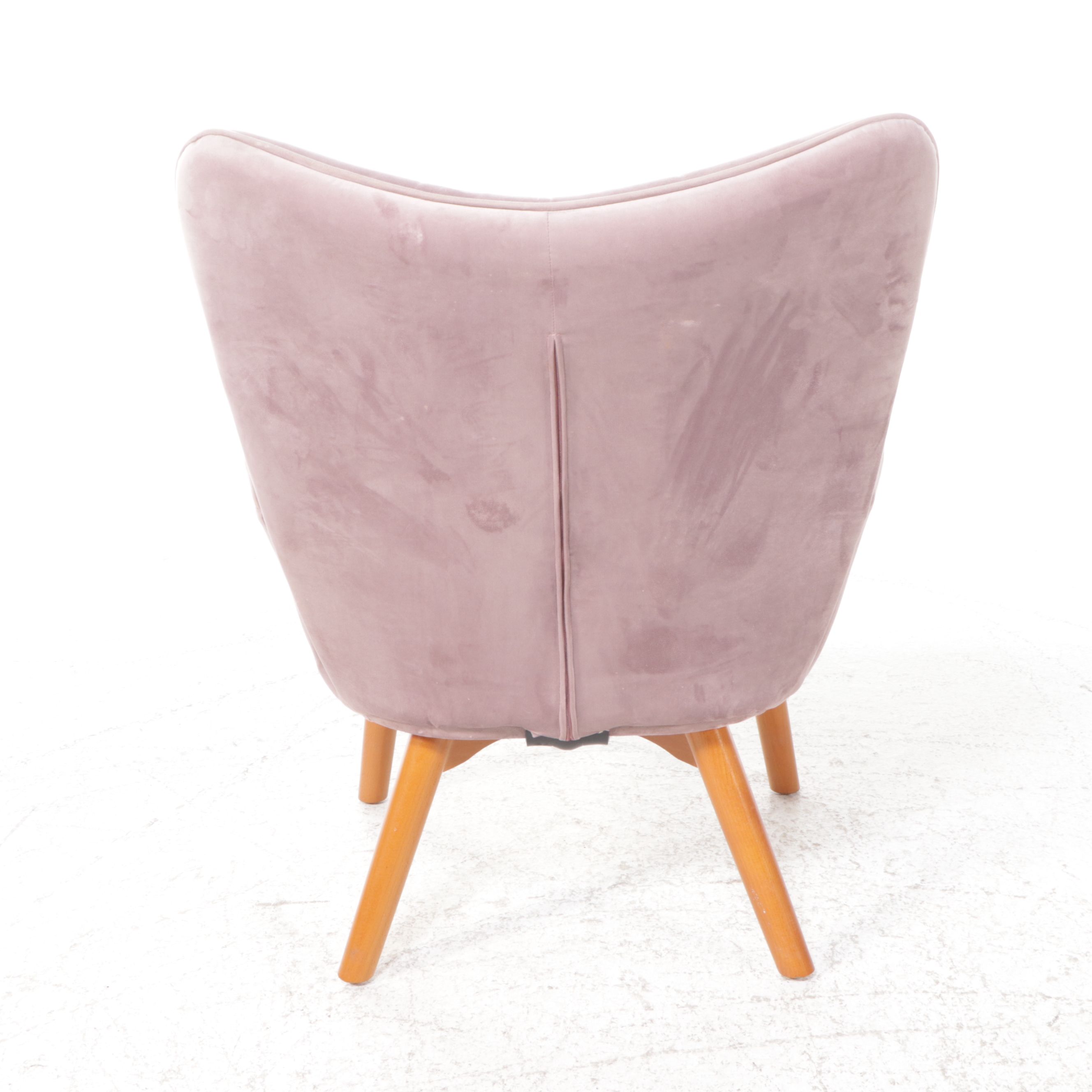 Pair of Mid Century Modern Style Upholstered Armchairs and Ottoman