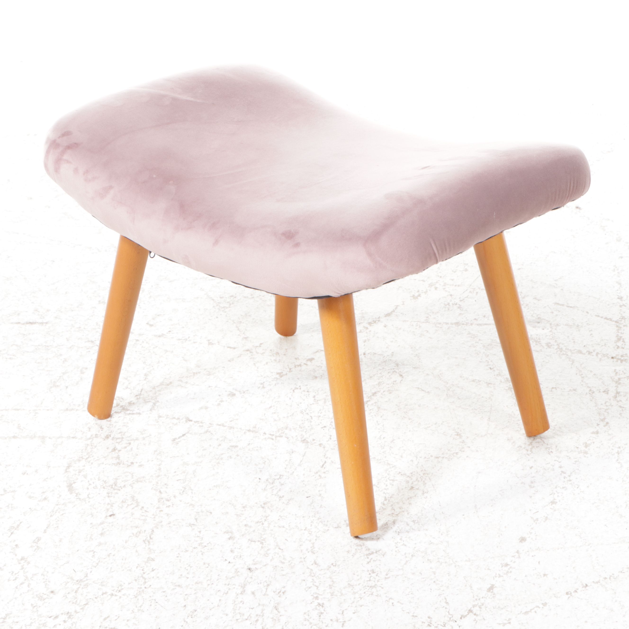 Pair of Mid Century Modern Style Upholstered Armchairs and Ottoman