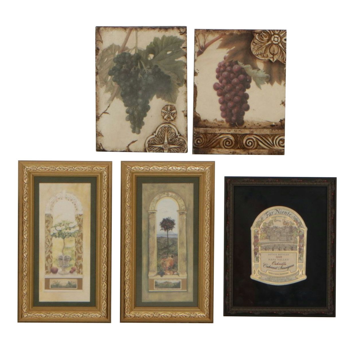 Framed "Far Niente" Cabernet Sauvignon Label & Other Wine Wall Decor