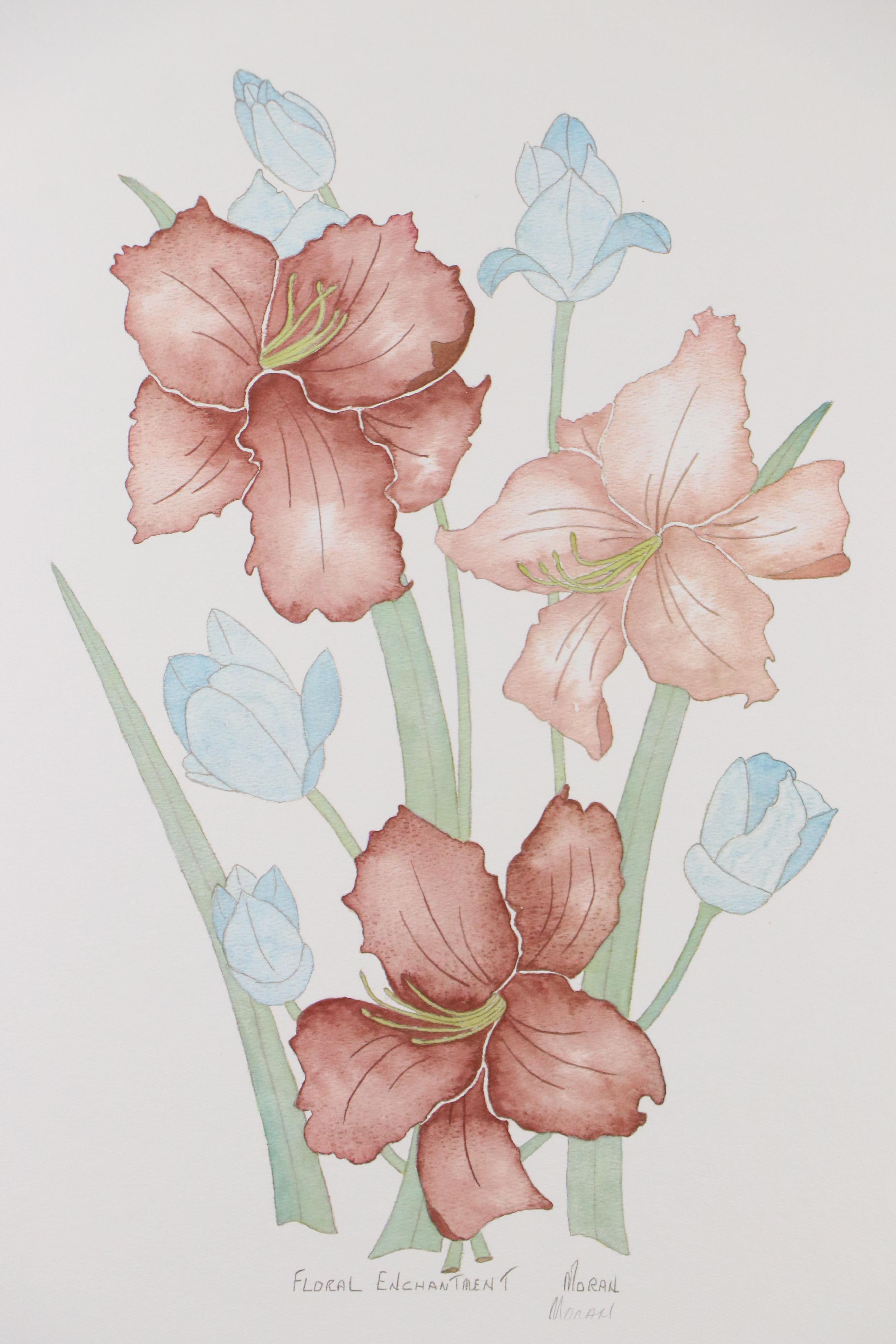 Pat Moran Offset Lithograph "Floral Enchantment," circa 1985